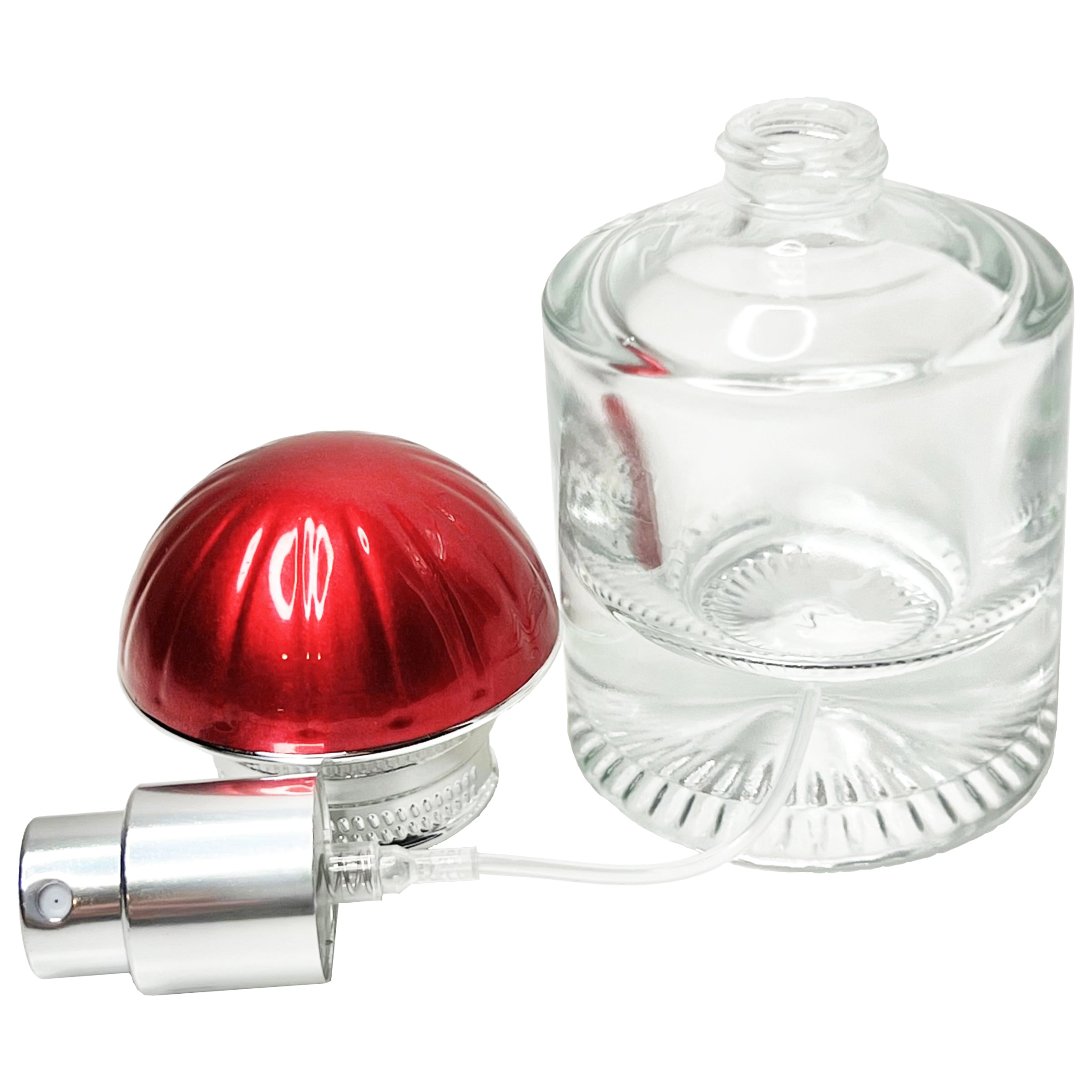 30ml 1oz heavy round clear glass spray bottles umbrella lids