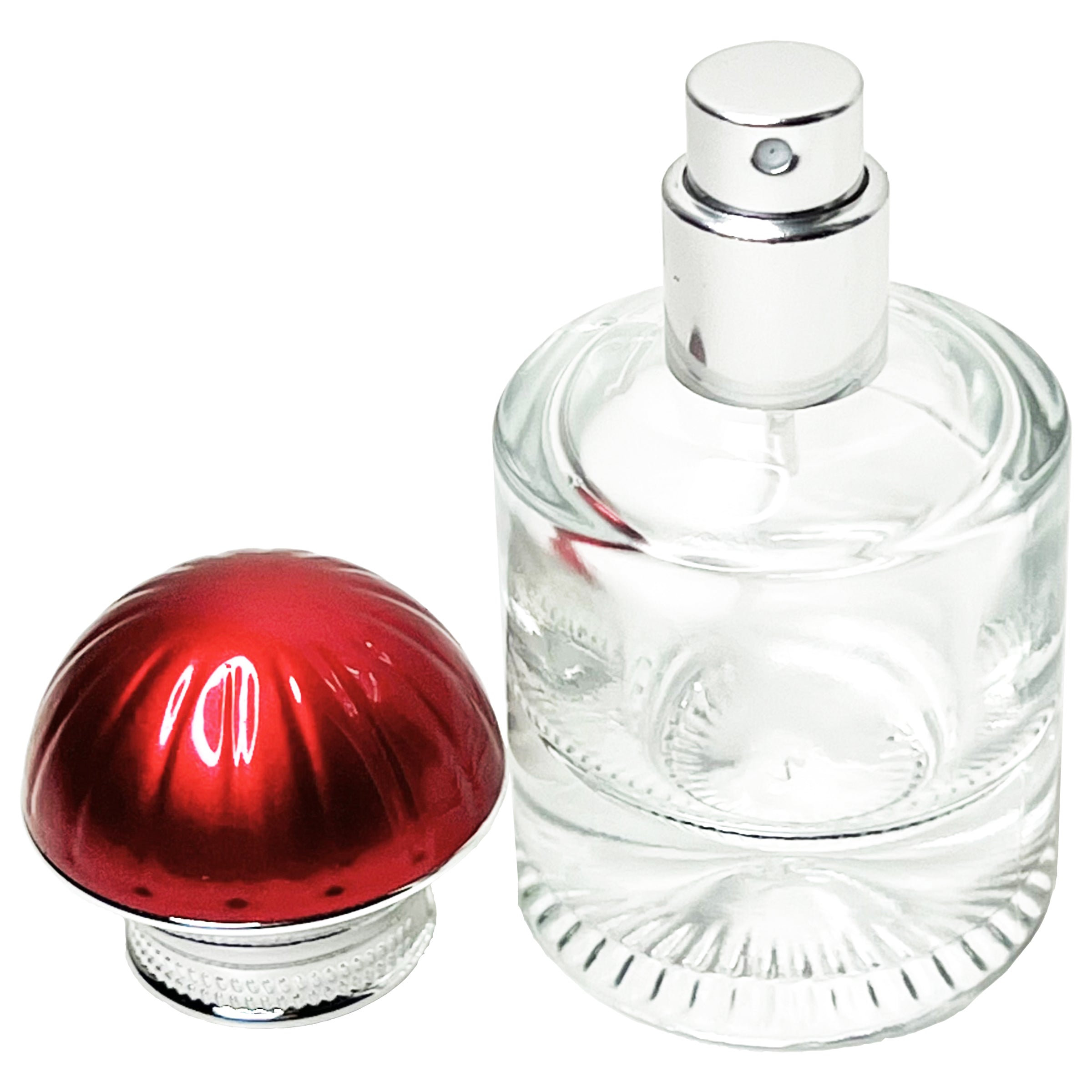 30ml 1oz heavy round clear glass spray bottles umbrella lids