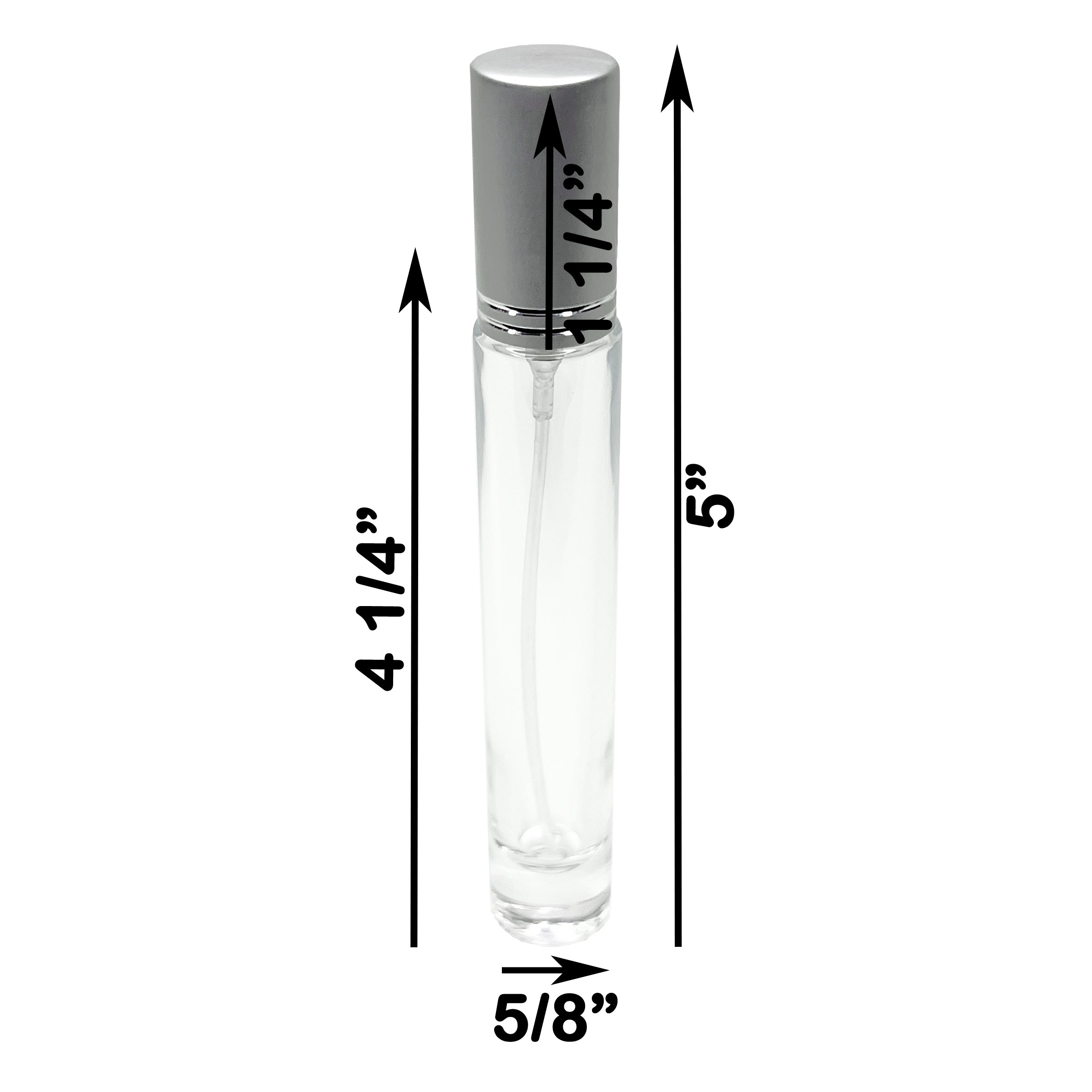 10ml 0.33oz Cylinder thick glass bottles cut line caps spray pumps