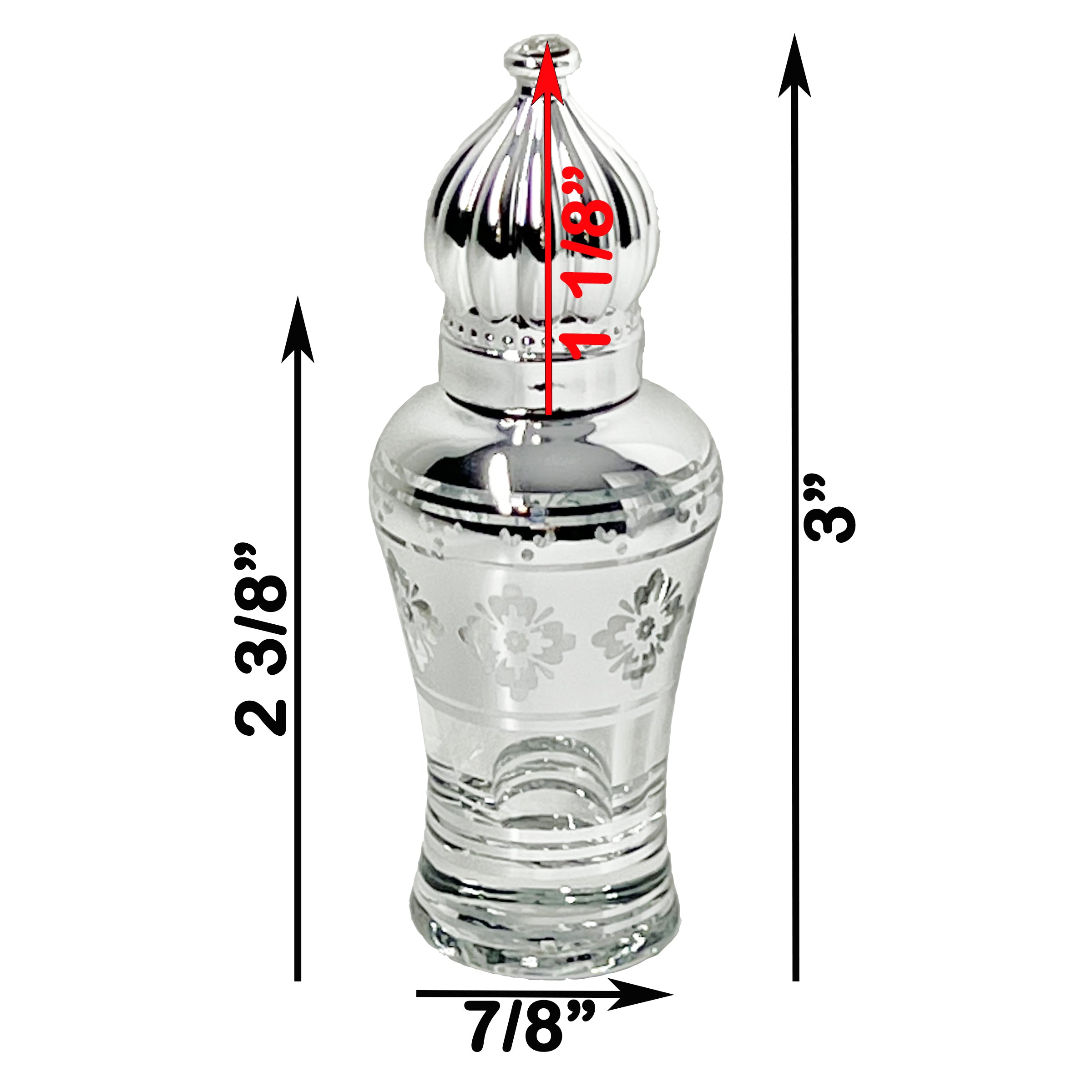 10ml 1/3 oz UV silver dome masjid lid glass roller bottles oil