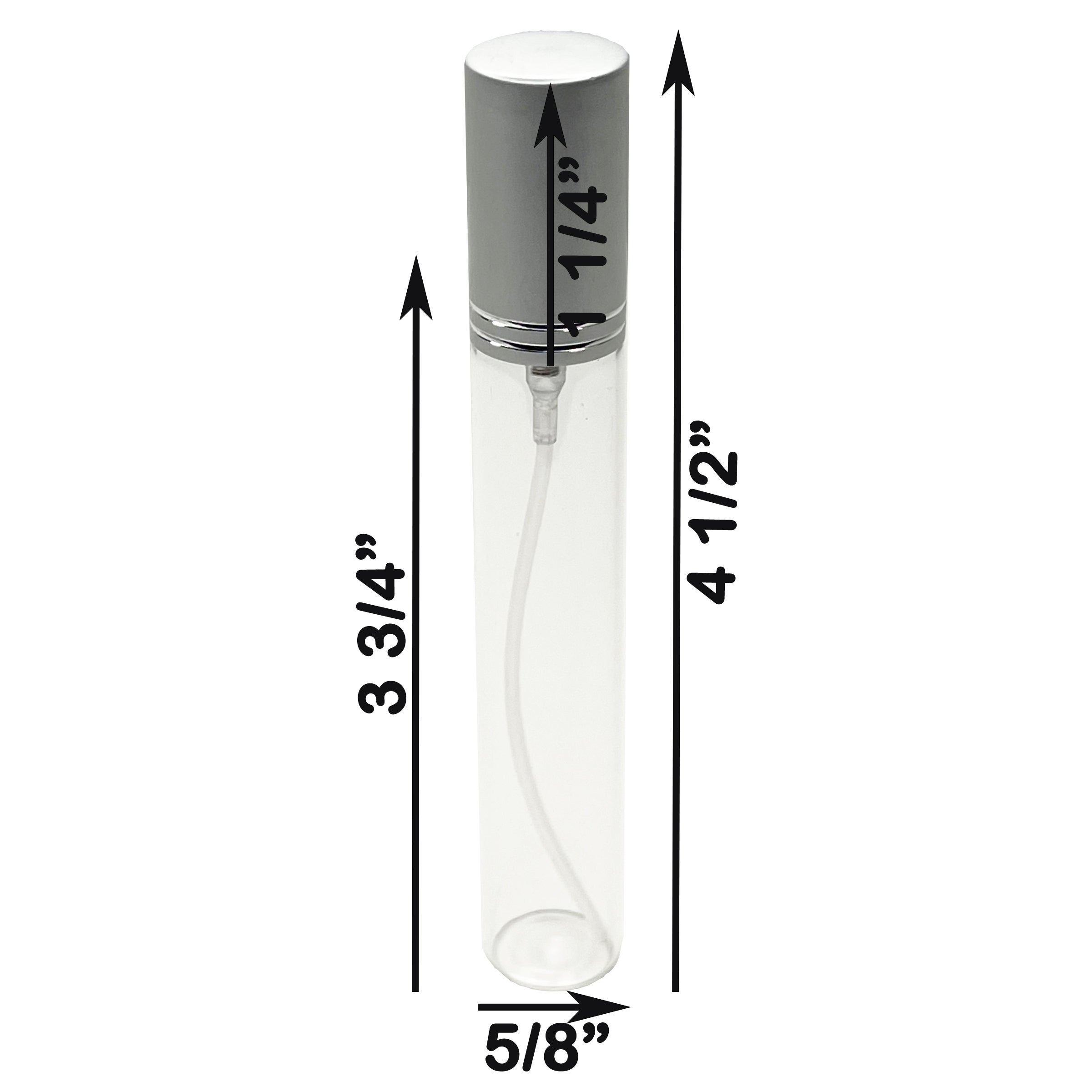 15ml 0.5oz Perfume Glass Spray Bottles Matte Silver Line Cap 1/2 oz