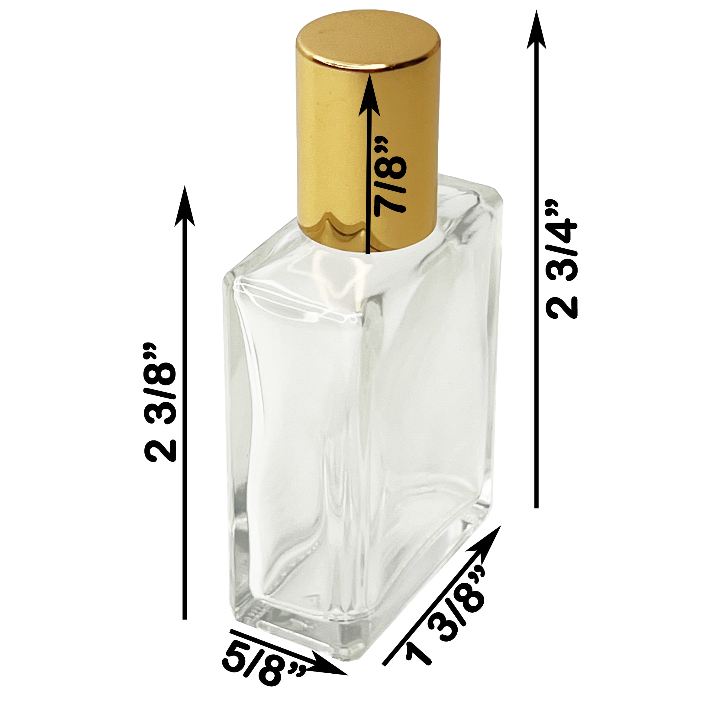 15ml 0.5oz Square Roll on Glass bottle stainless steel roller ball