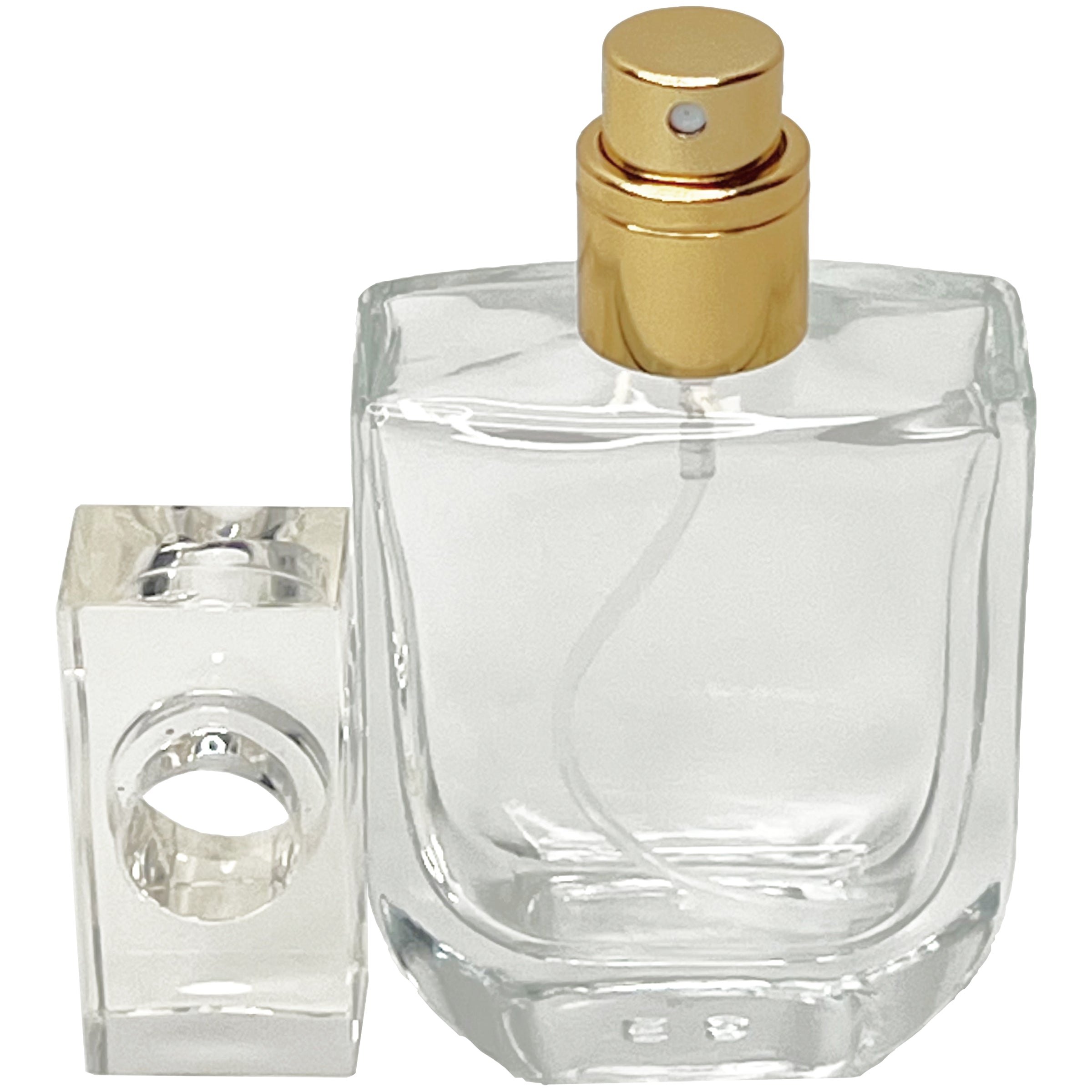 30ml 1oz U shaped clear T lids fancy thick glass spray bottles