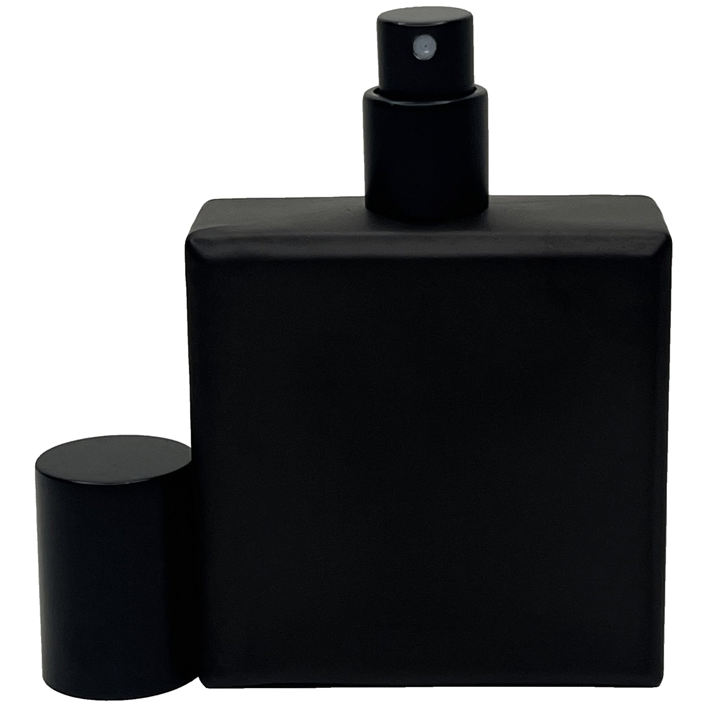 50ml 1.7oz matte black square glass perfume spray bottle