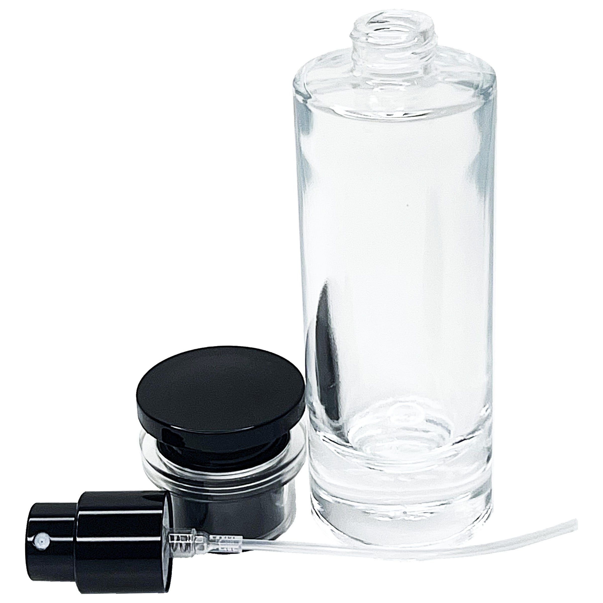 30ml 1 oz thick glass cylinder perfume bottles clear black lid