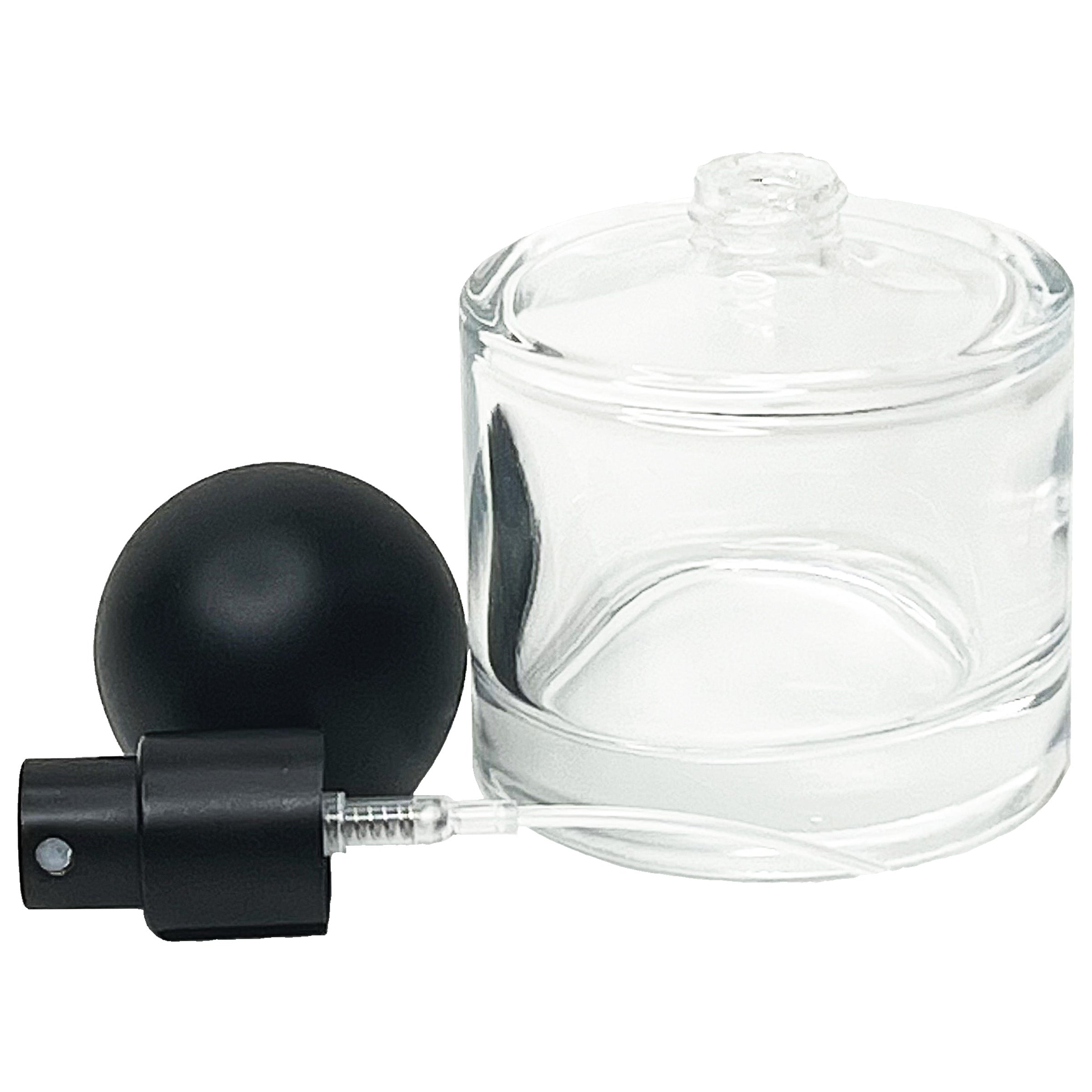 50ml 1.7oz Round Thick Glass Spray Bottles Black Ball Cap