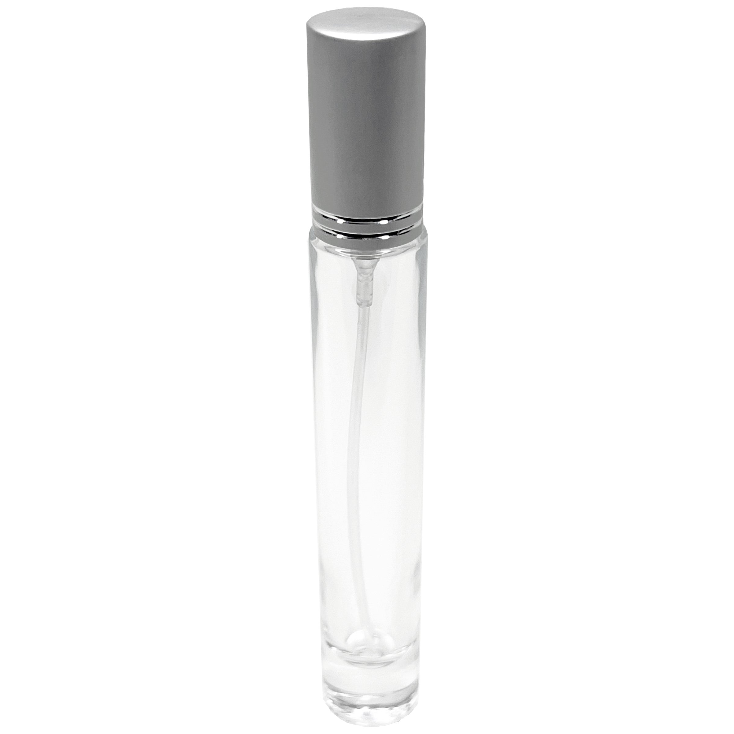10ml 0.33oz Cylinder thick glass bottles cut line caps spray pumps