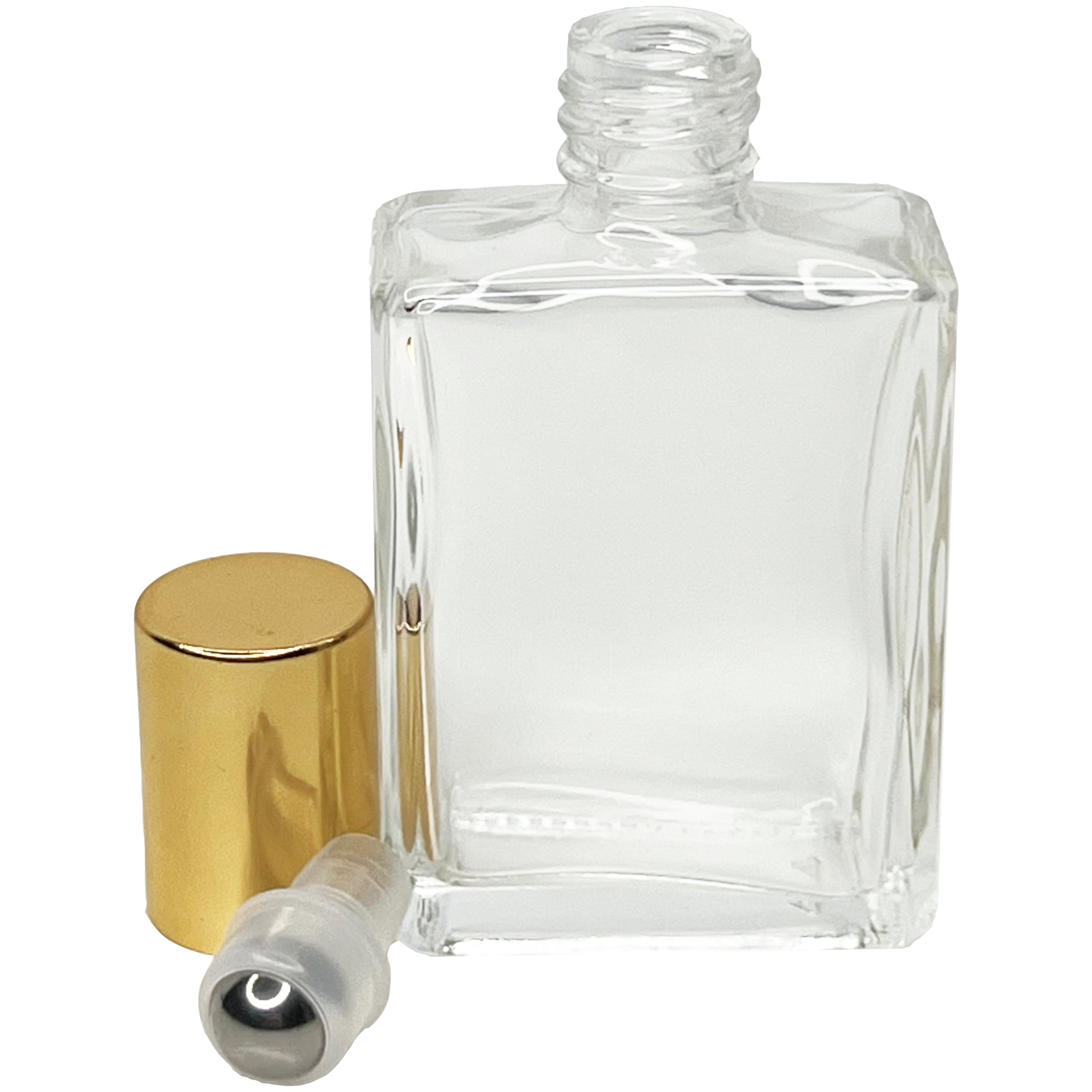 15ml 0.5oz Square Roll on Glass bottle stainless steel roller ball