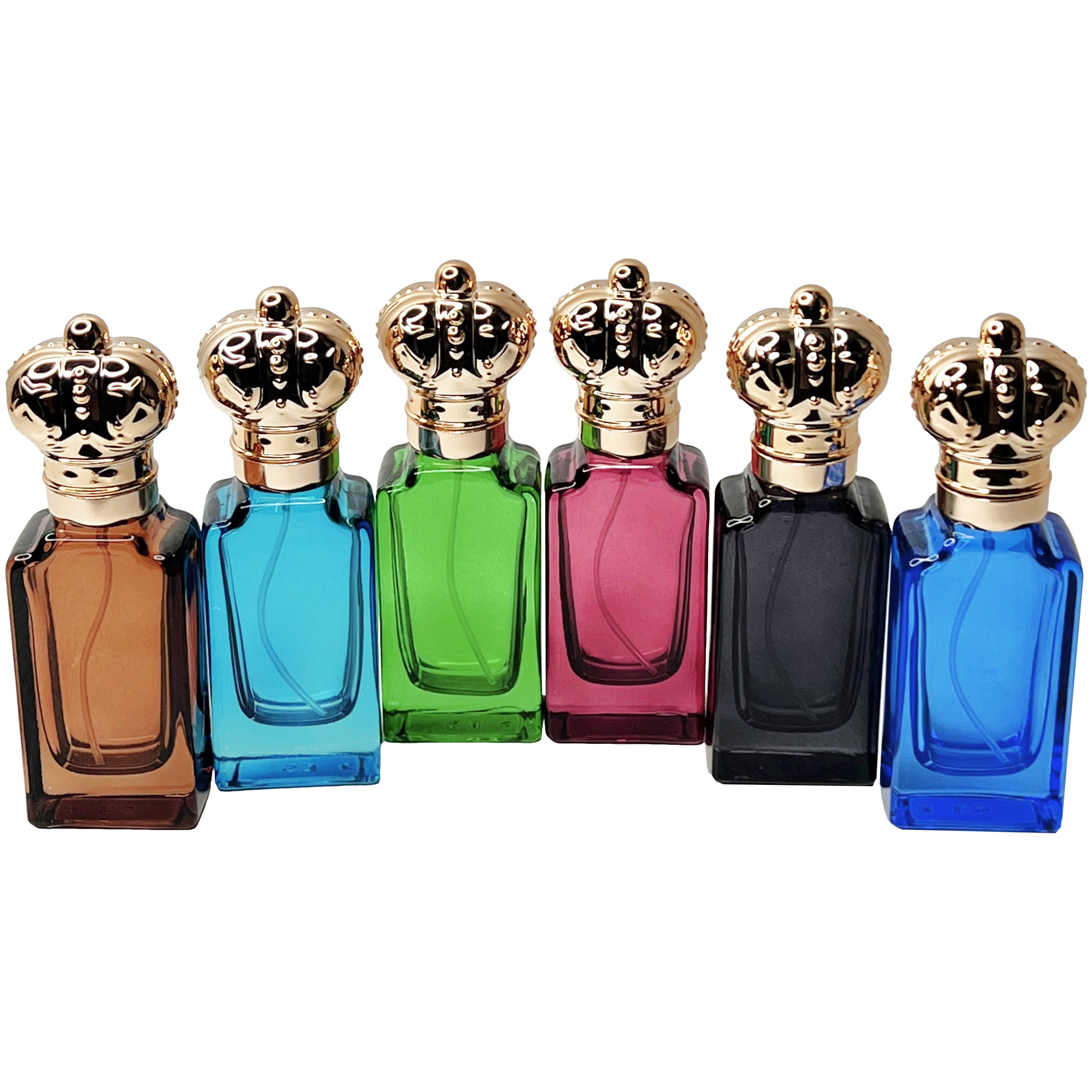 30ml 1oz golden crown lids colored glass perfume spray bottles