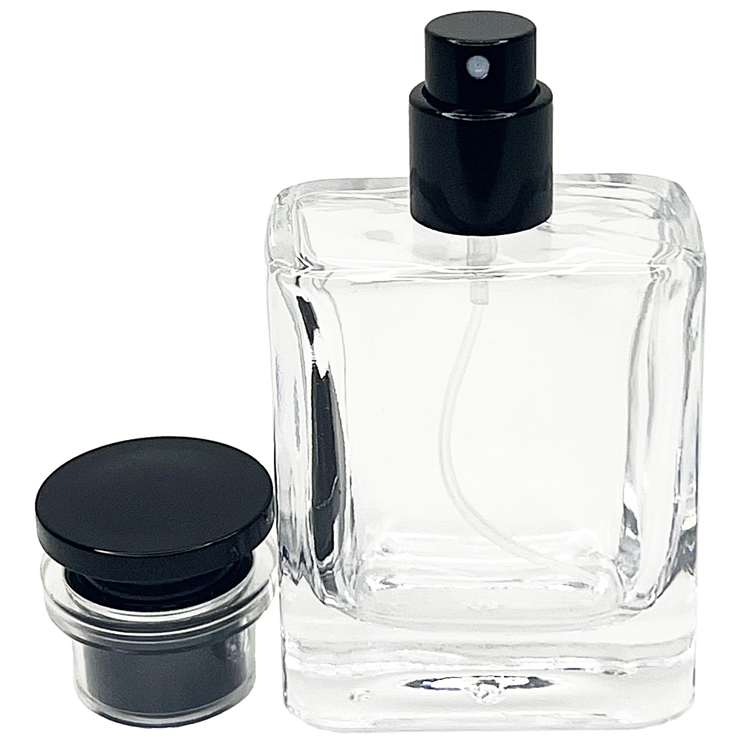 50ml 1.7oz Clear rounded square empty perfume spray bottles