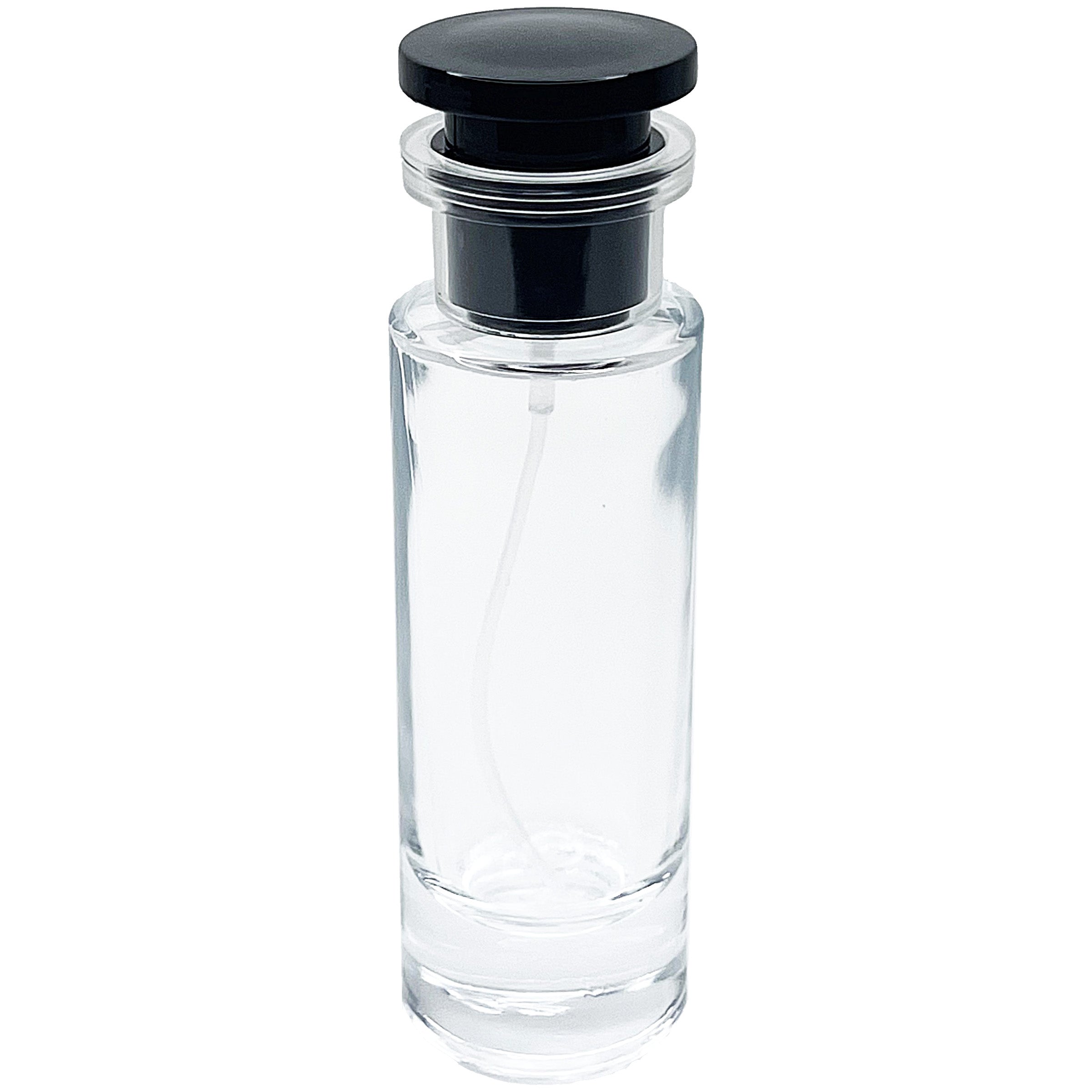 30ml 1 oz thick glass cylinder perfume bottles clear black lid