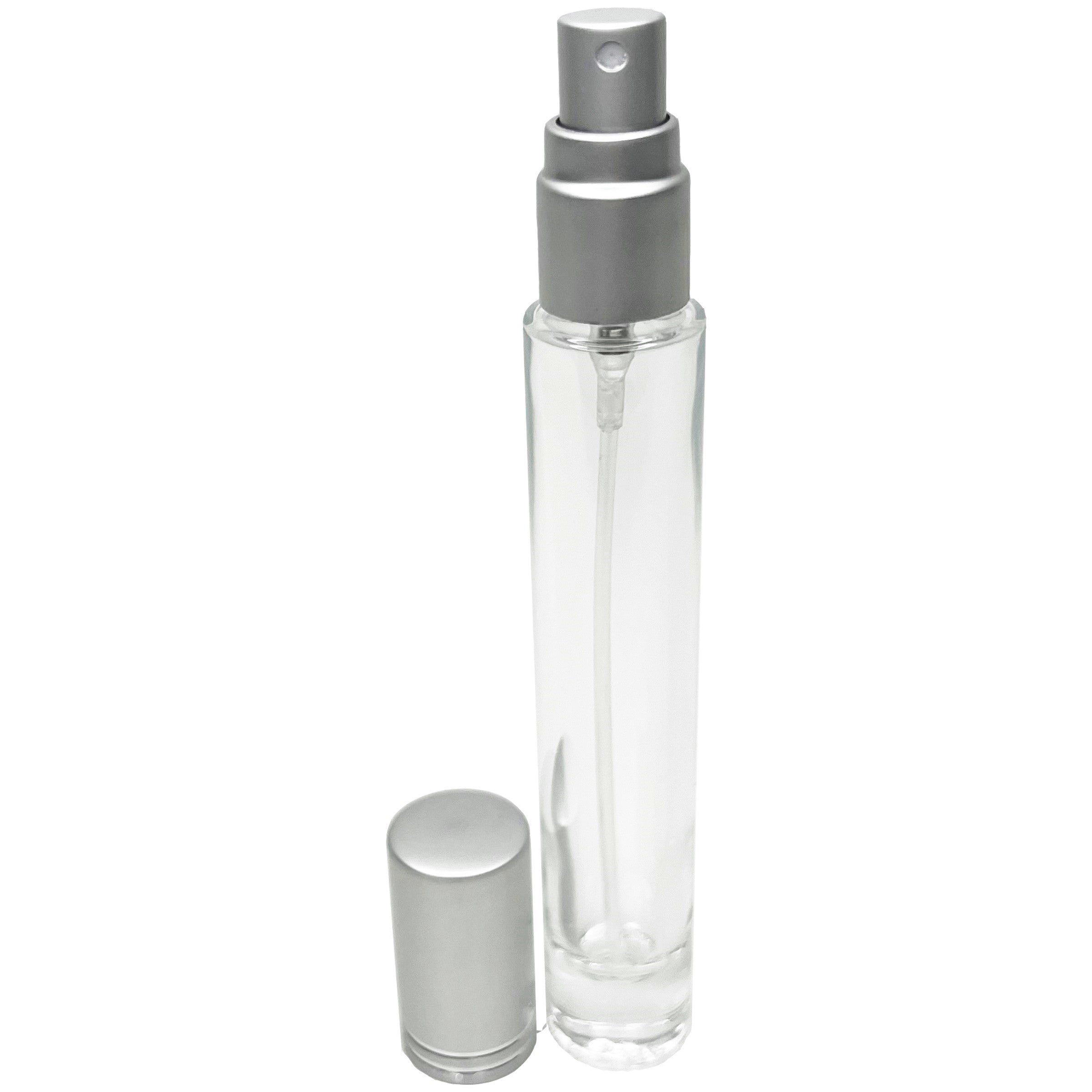 10ml 0.33oz Cylinder thick glass bottles cut line caps spray pumps