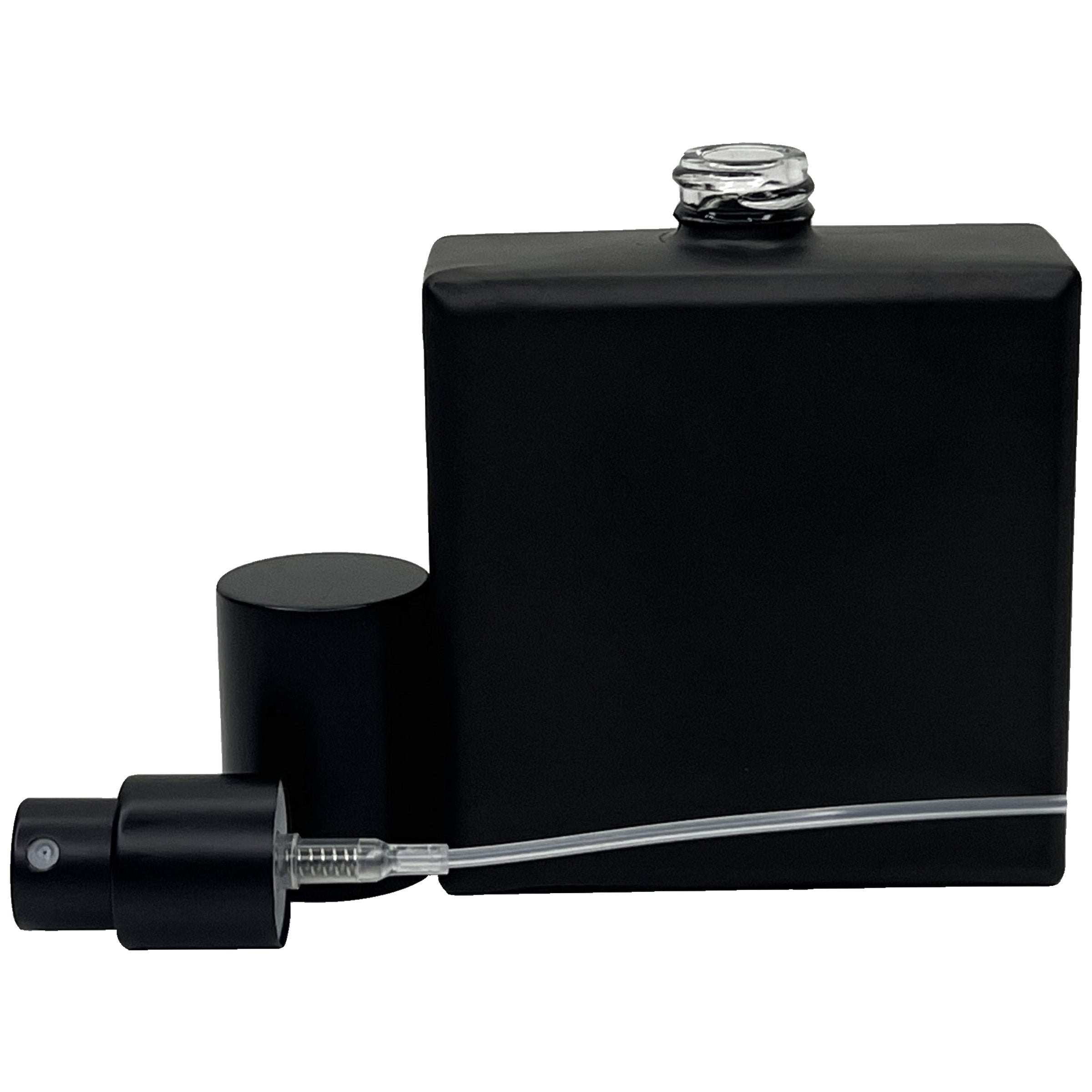 50ml 1.7oz matte black square glass perfume spray bottle