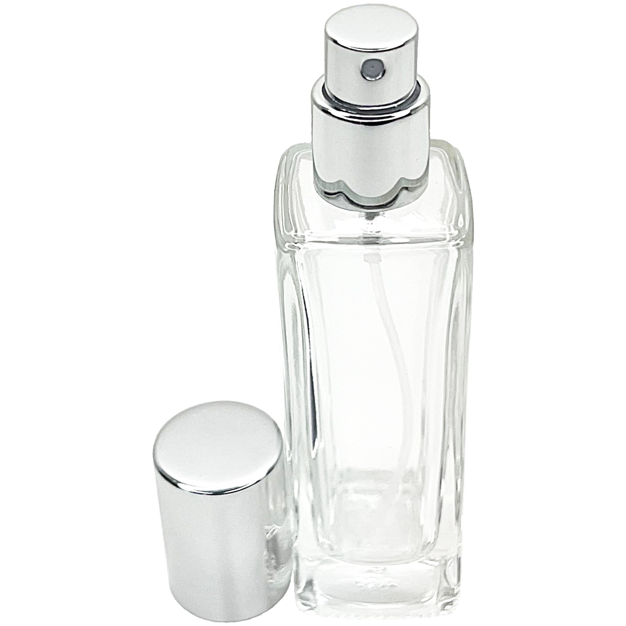 30ml 1oz perfume spray bottles thick tall square clear glass 15mm sprayers