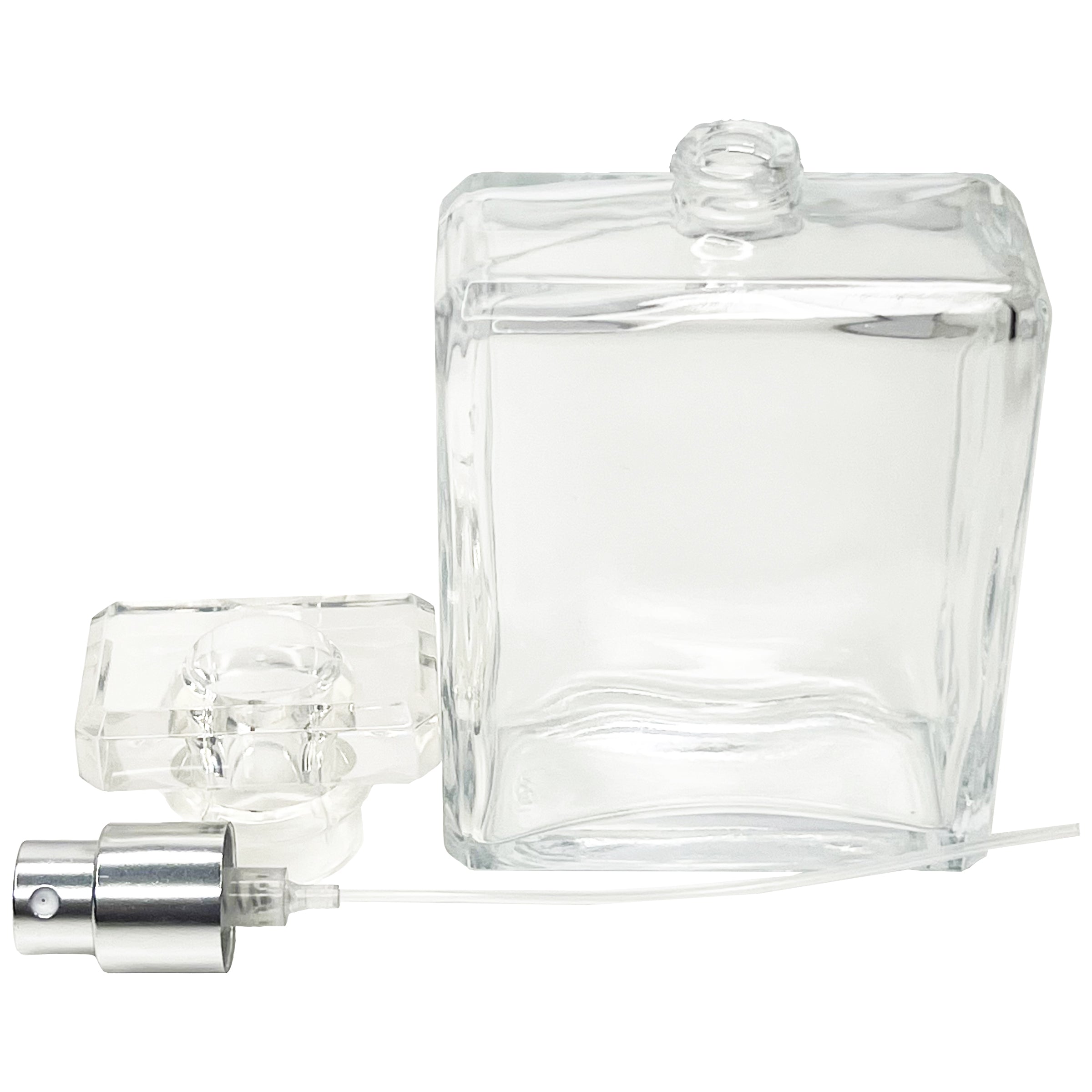 100ml 3.4oz Square T cap silver gold beveled bottle