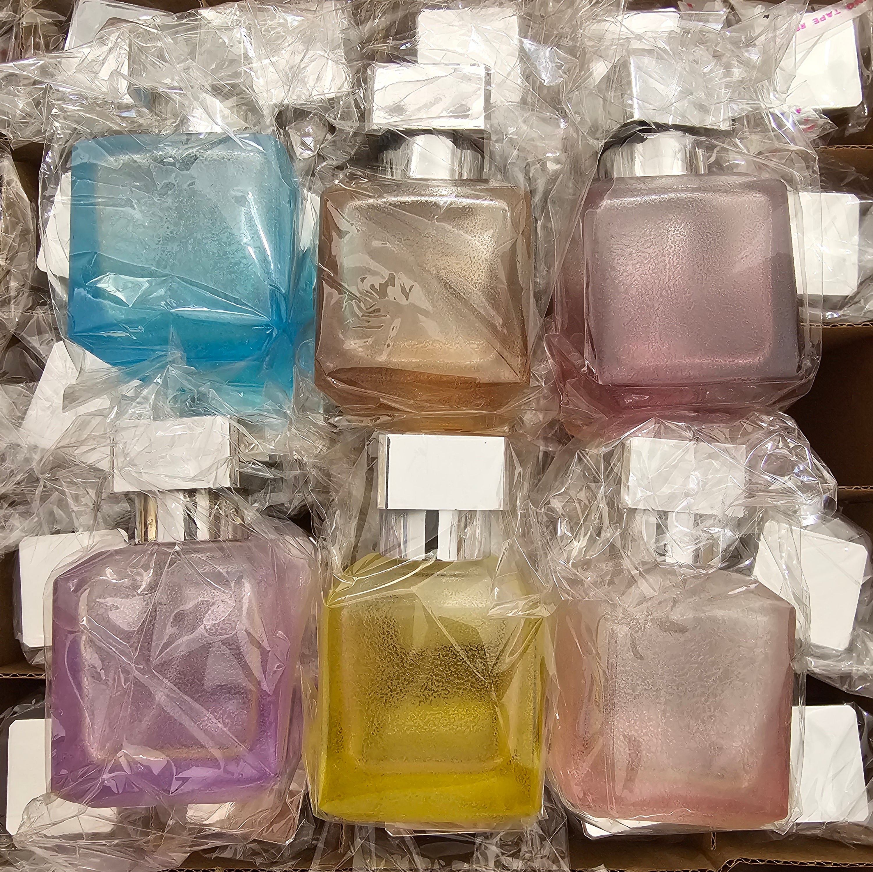 50ml 1.7oz 6 colors gradient cube textured glass perfume spray bottles