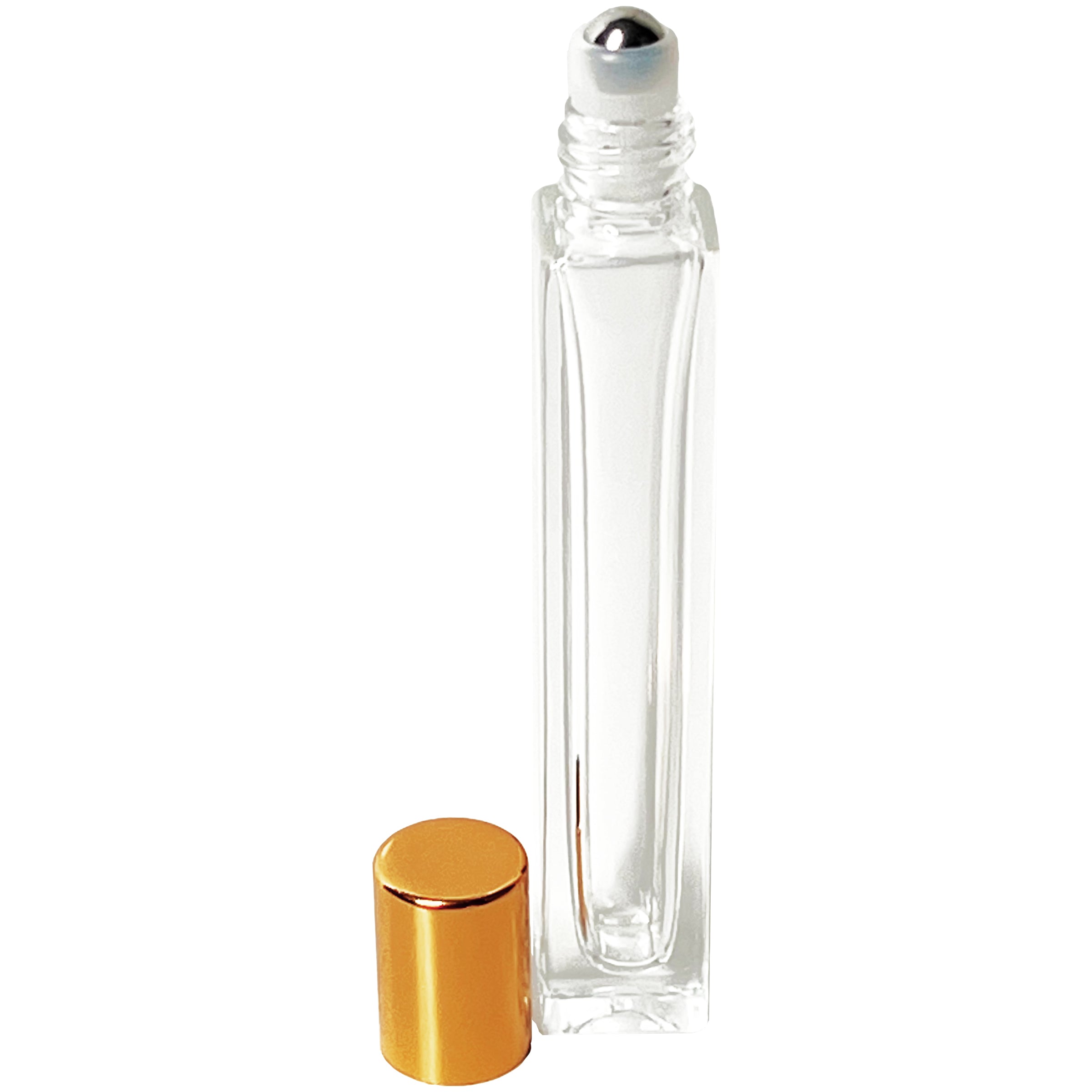 10ml 0.33oz square glass stainless steel roller ball bottles