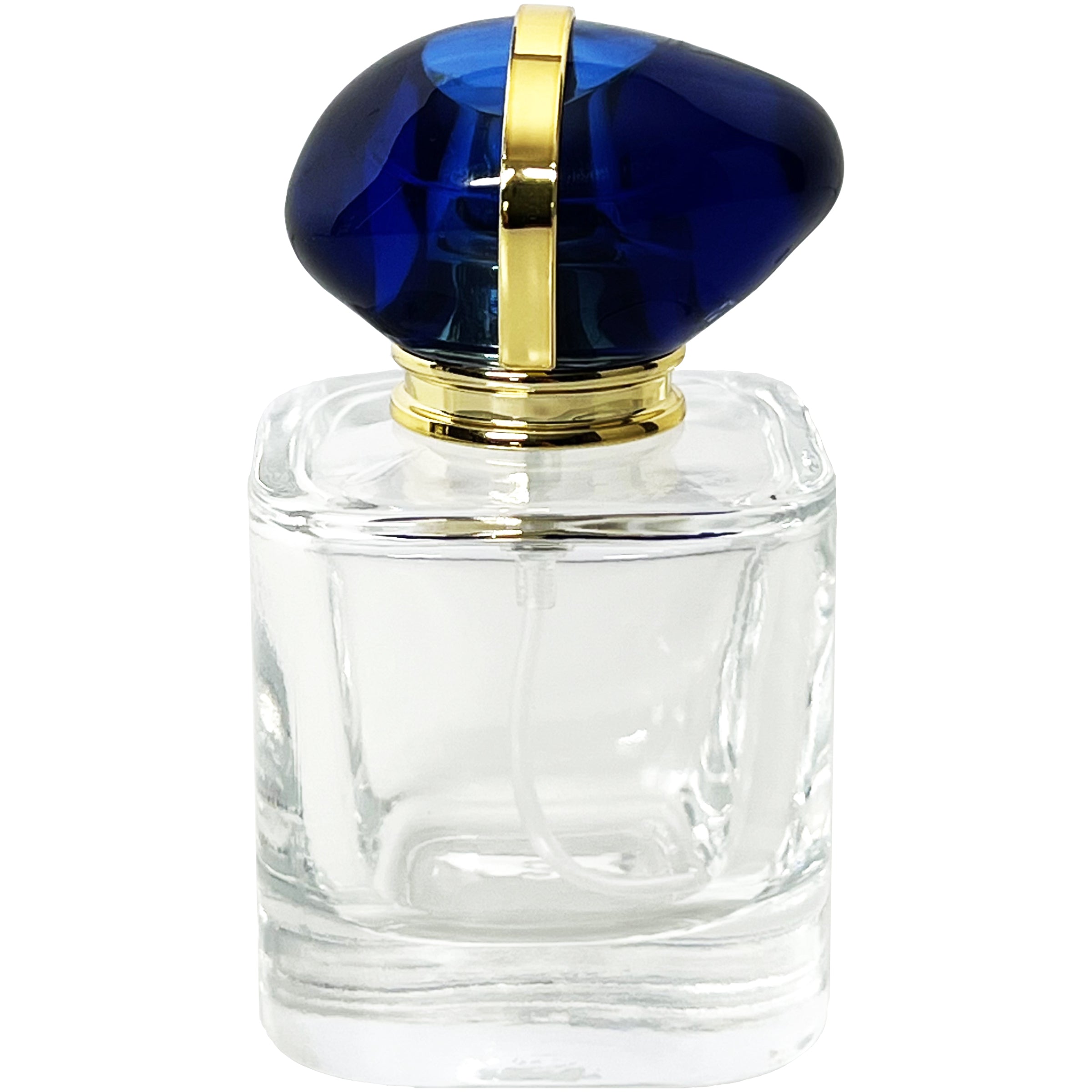 30ml 1oz rounded cube glass bottles blue gold lid