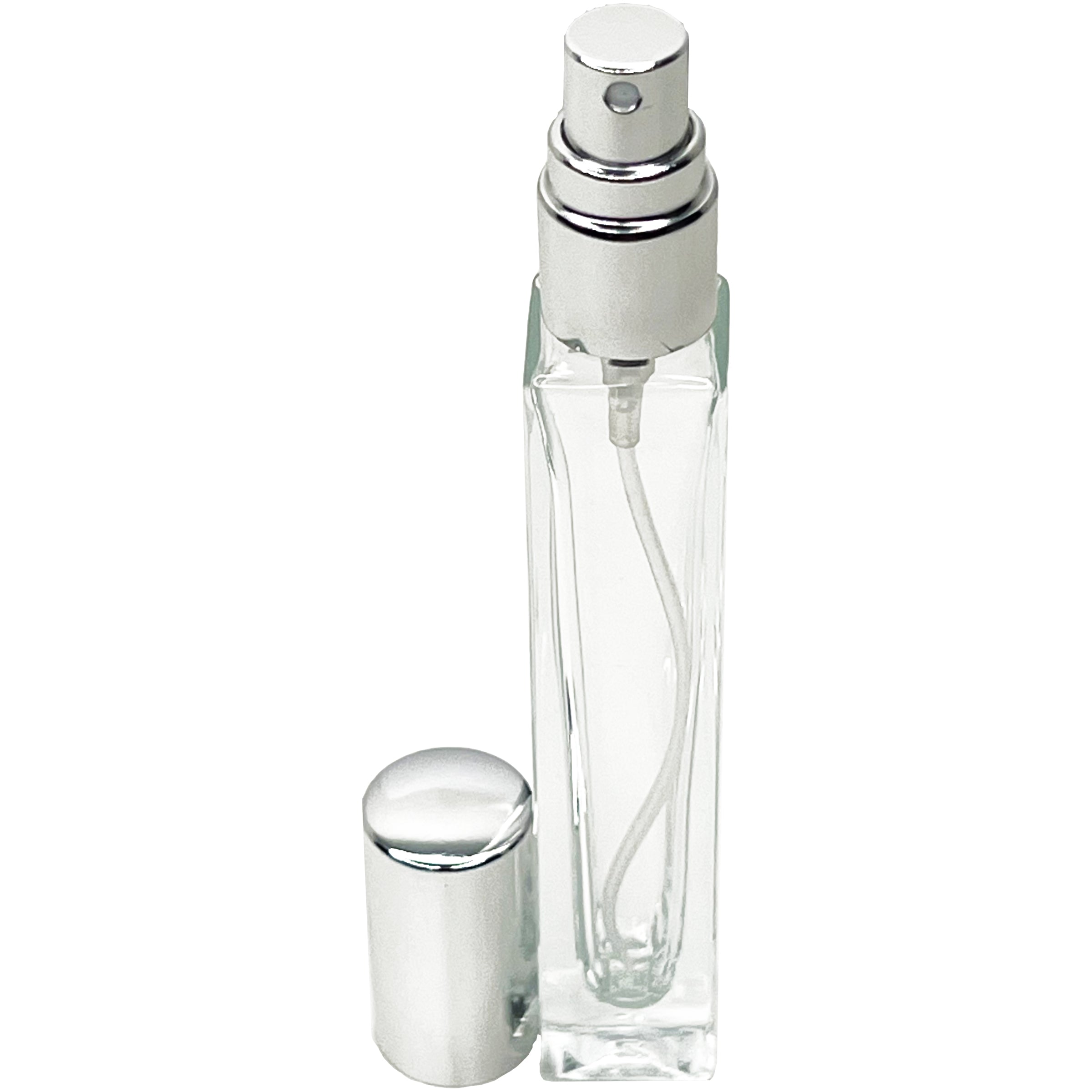 10ml 0.33oz Square Glass Spray Bottle Aluminum Atomizer