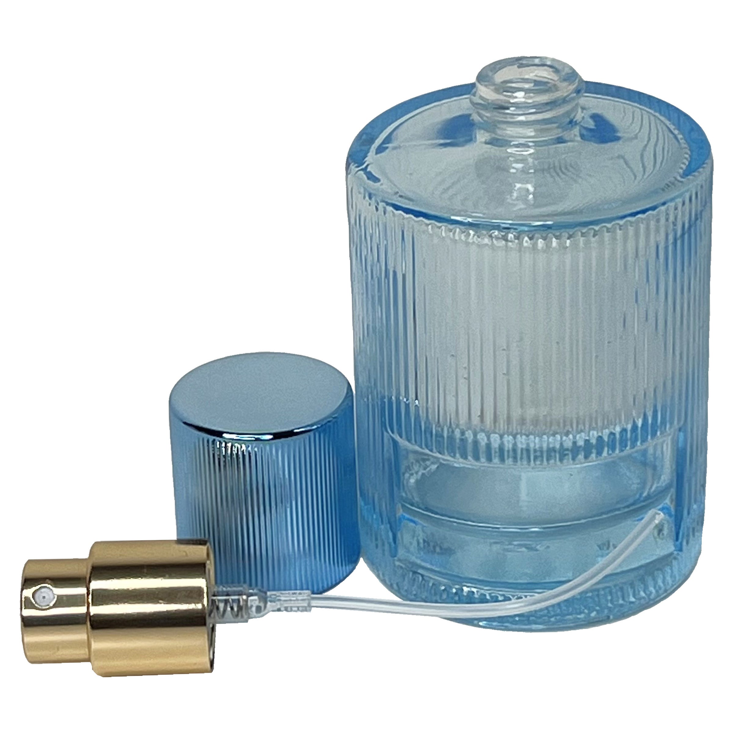 50ml 1.7oz colored striped cylinder matching uv lids glass perfume spray bottles