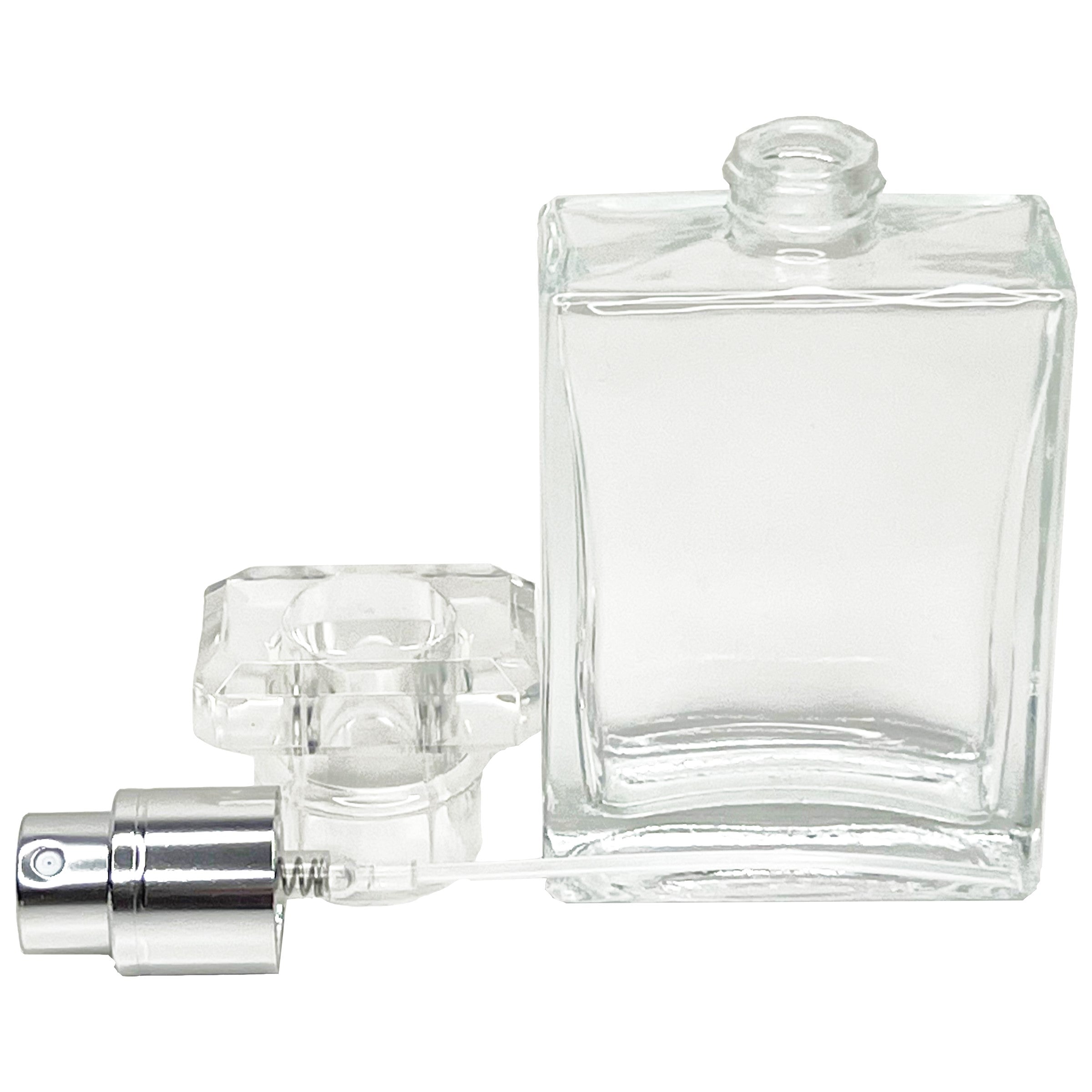 30ml 1oz Perfume Square Glass Spray Bottles Silver Atomizer