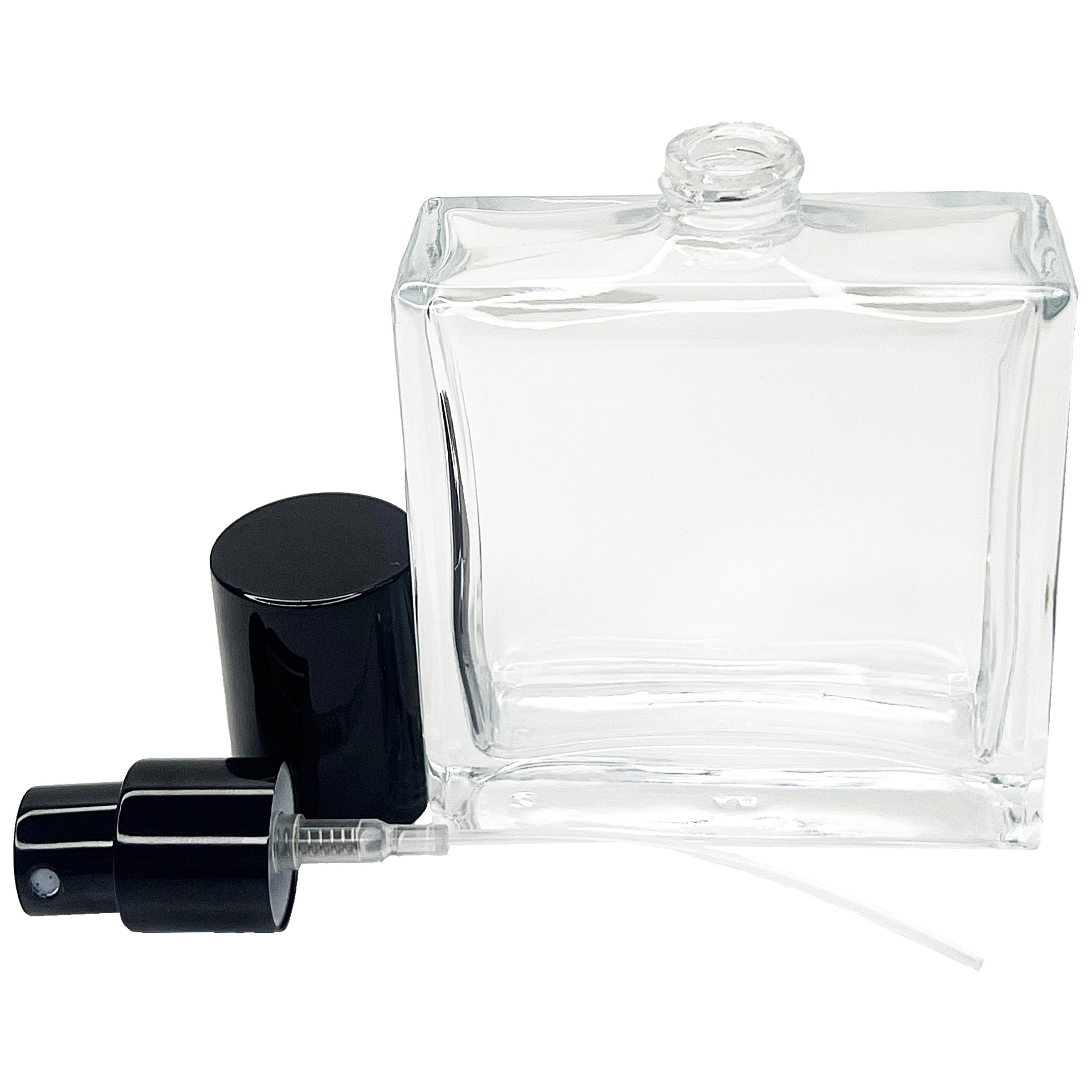 50ml 1.7oz square clear glass perfume spray bottles