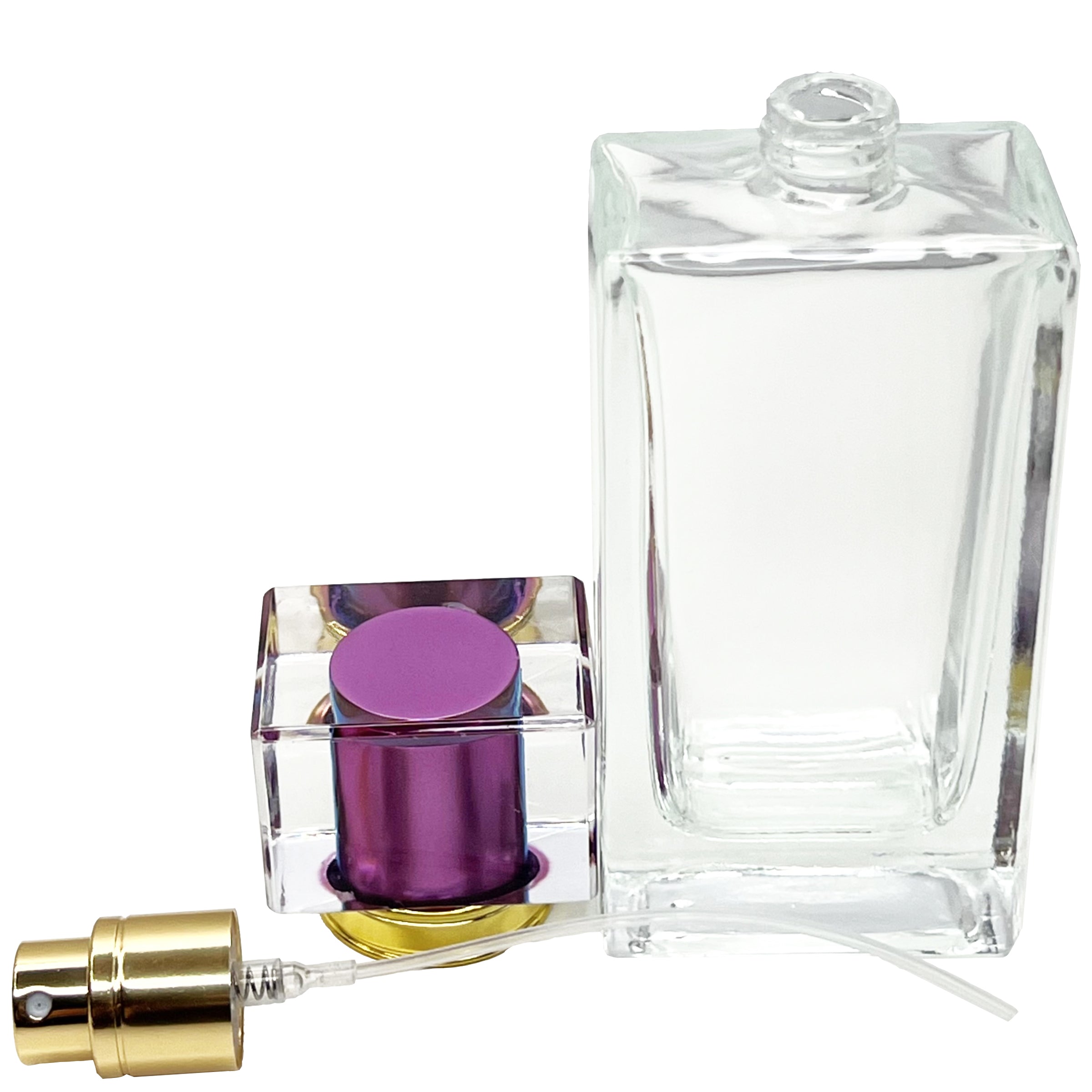50ml 1.7oz 4 colors thick heavy rectangle clear perfume spray bottles