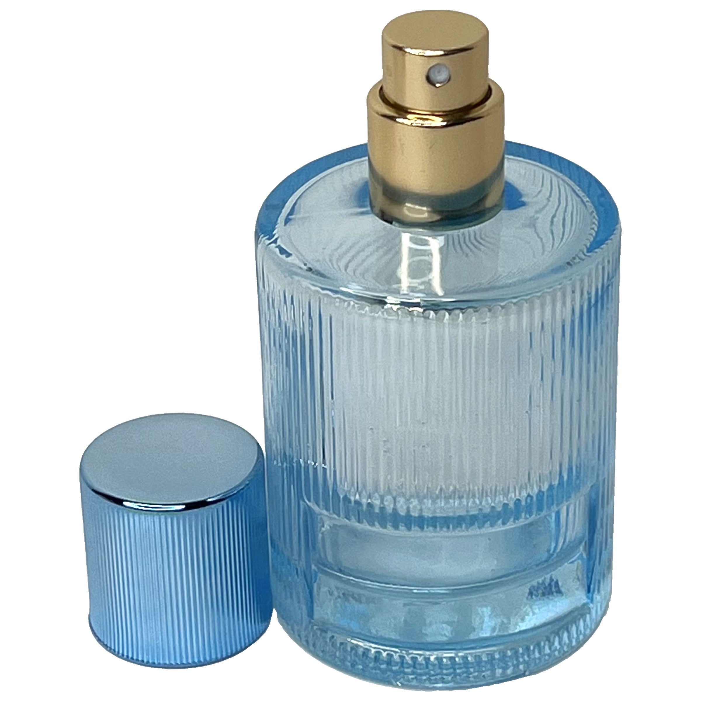 50ml 1.7oz colored striped cylinder matching uv lids glass perfume spray bottles