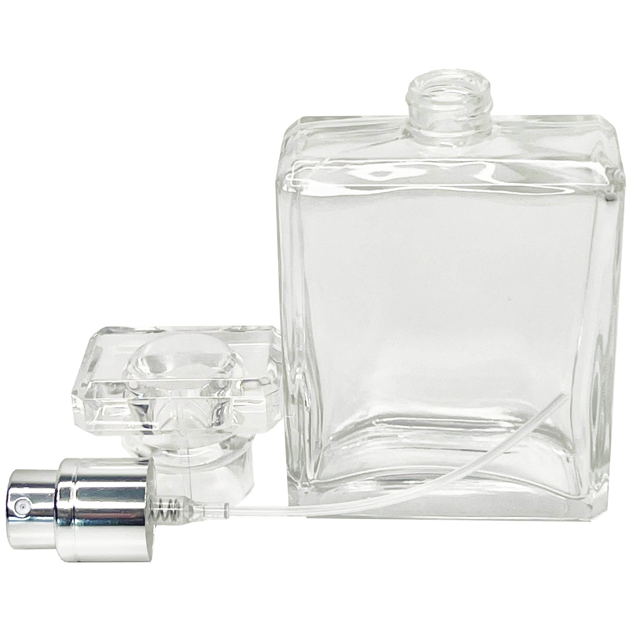 50ml 1.7oz square clear T-cap perfume spray bottles