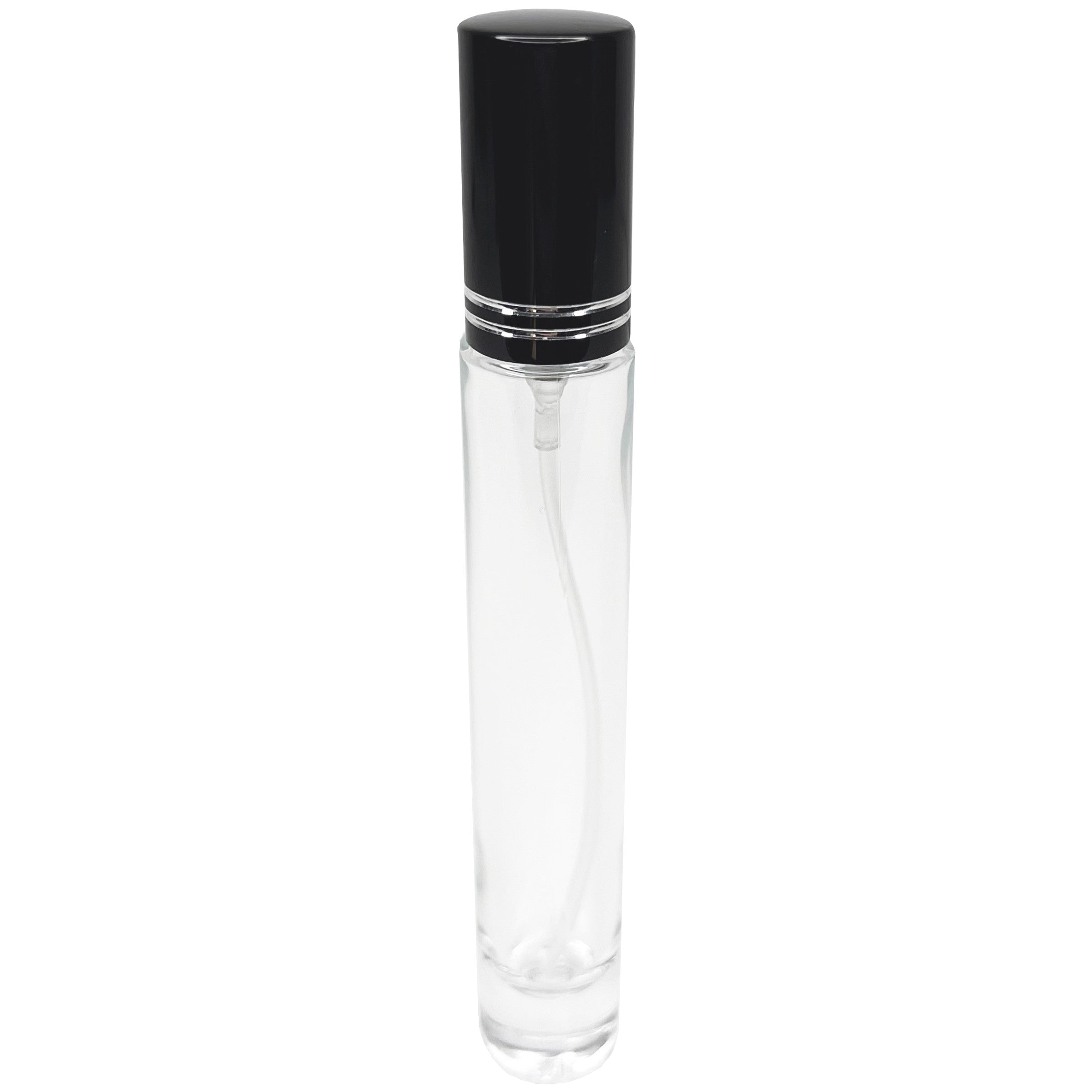 10ml 0.33oz Cylinder thick glass bottles cut line caps spray pumps