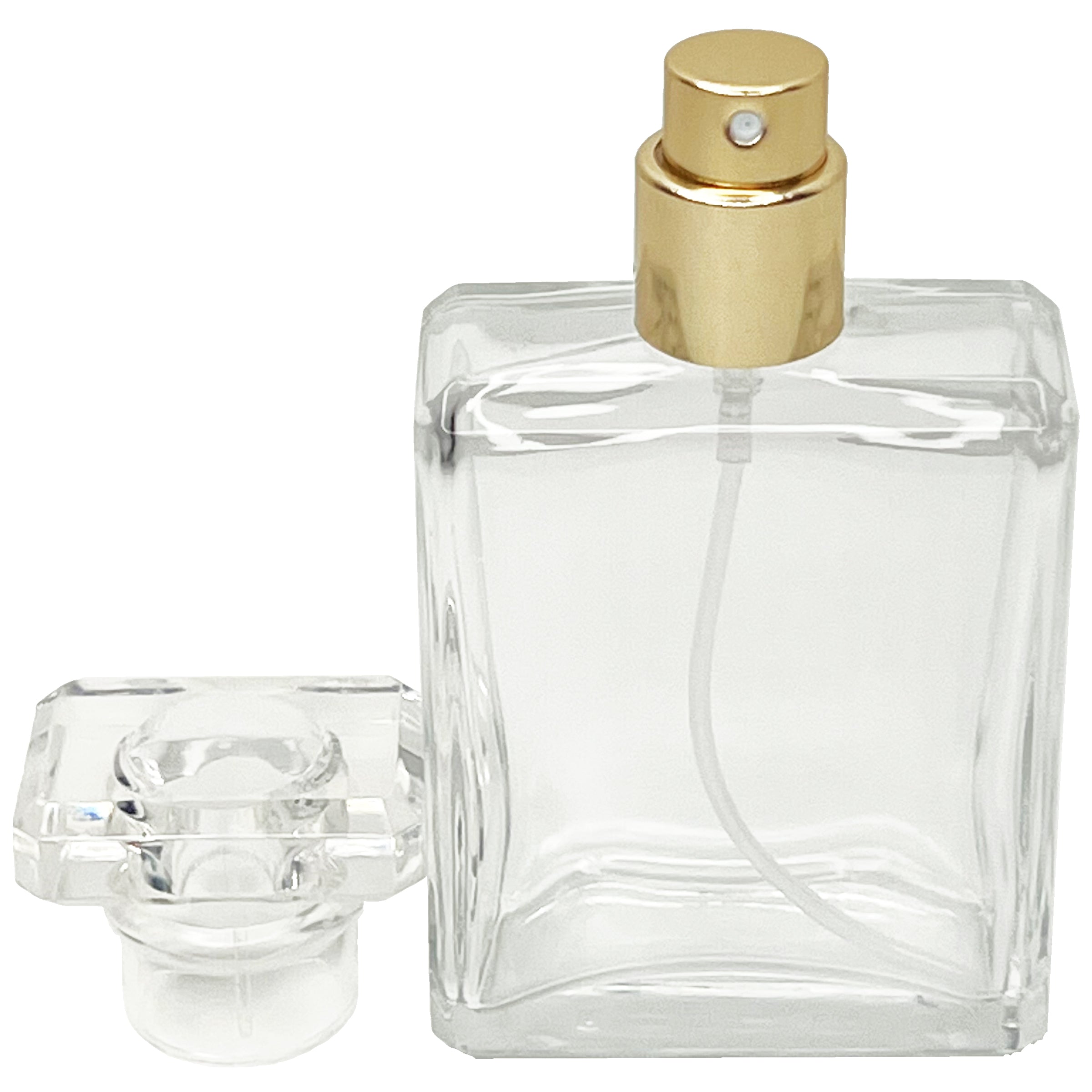 50ml 1.7oz square clear T-cap perfume spray bottles