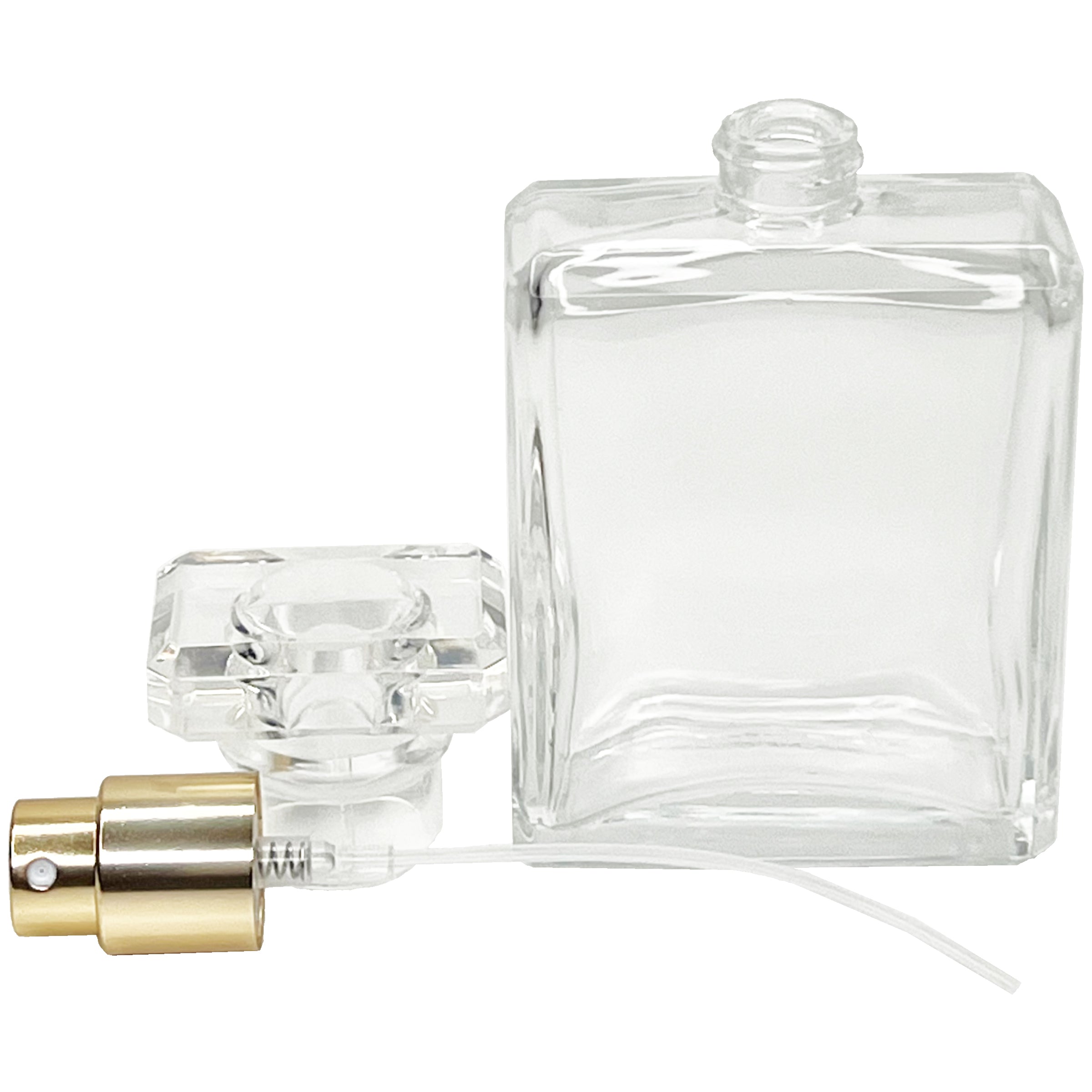 50ml 1.7oz square clear T-cap perfume spray bottles