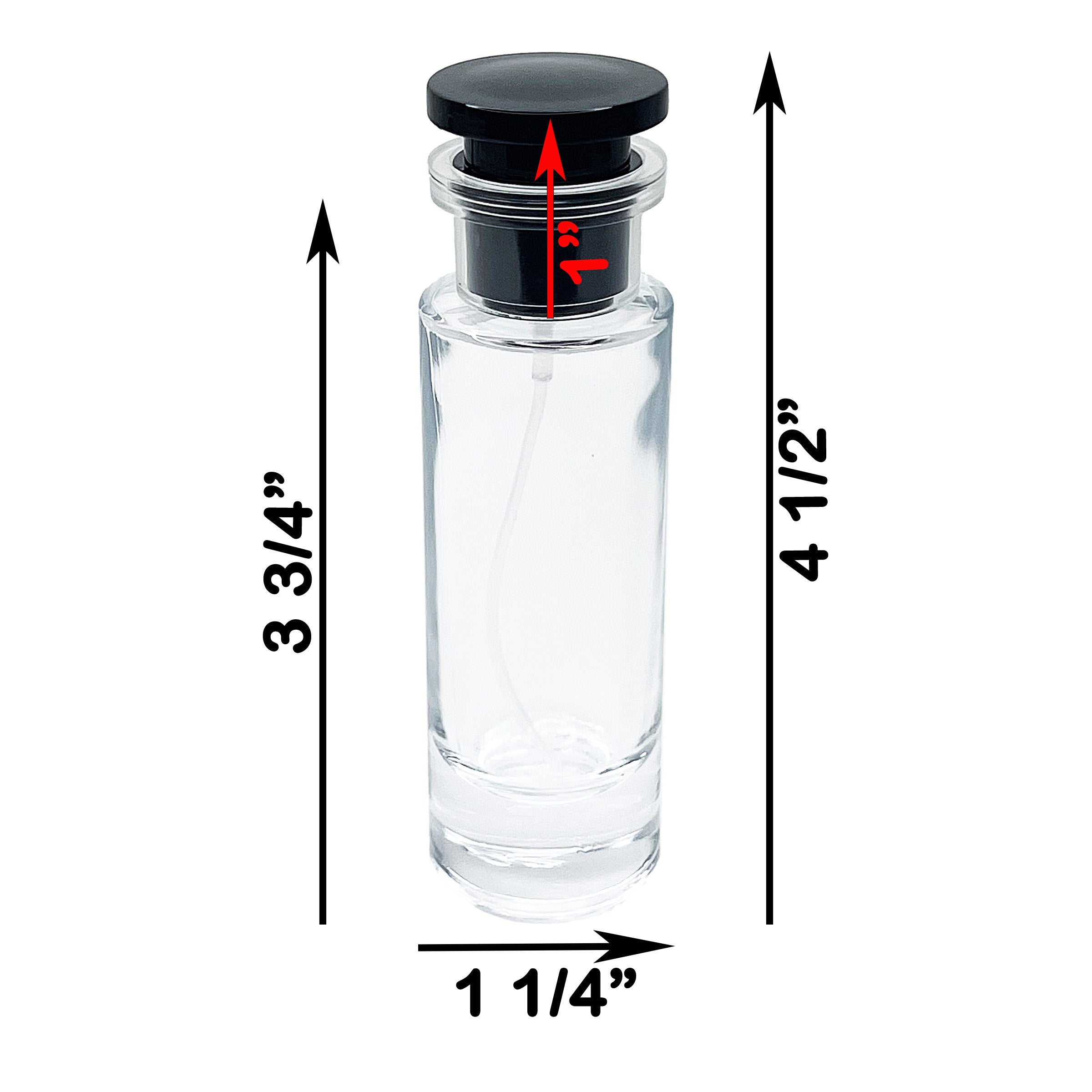 30ml 1 oz thick glass cylinder perfume bottles clear black lid