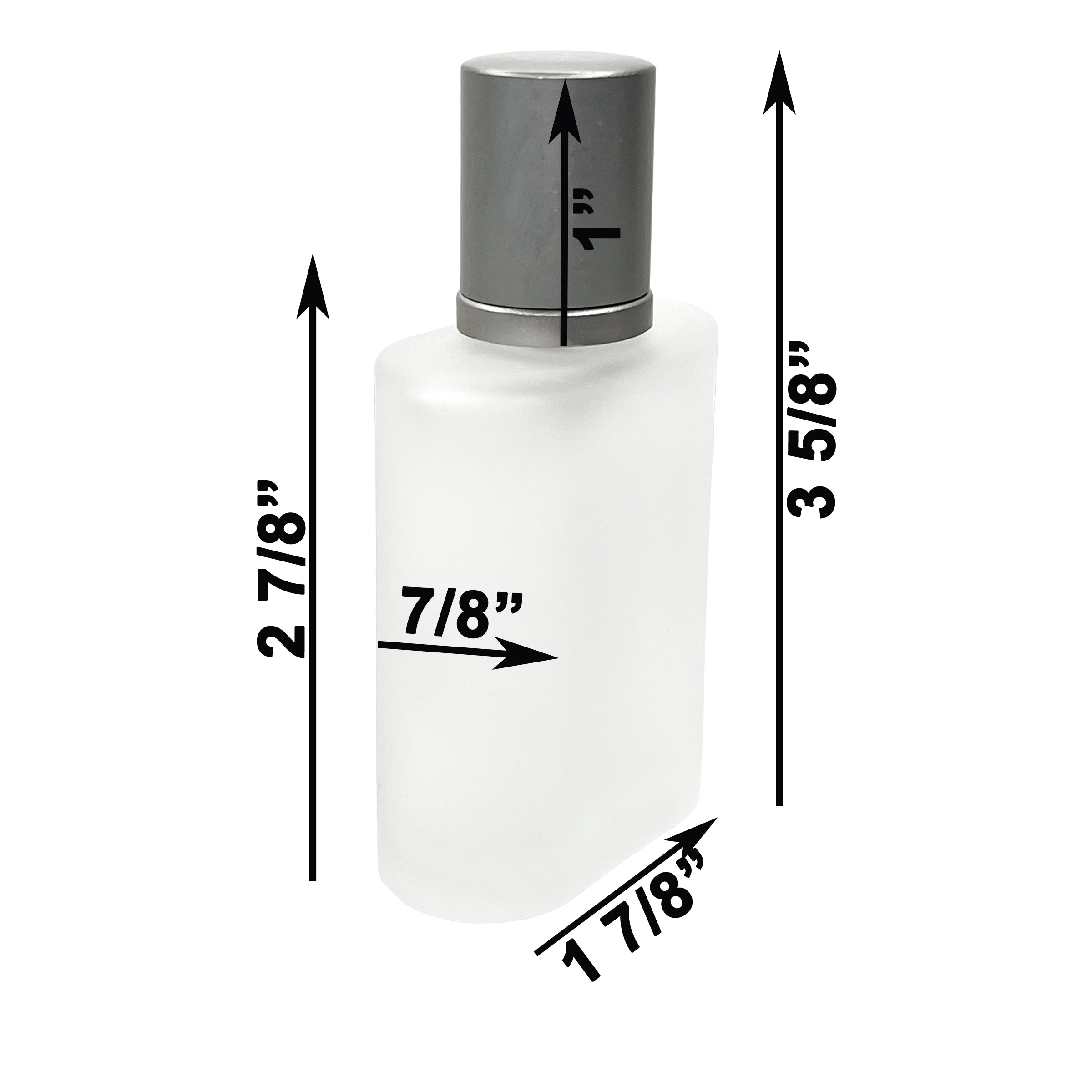 30ml 1oz frosted glass bottle matte silver atomizer