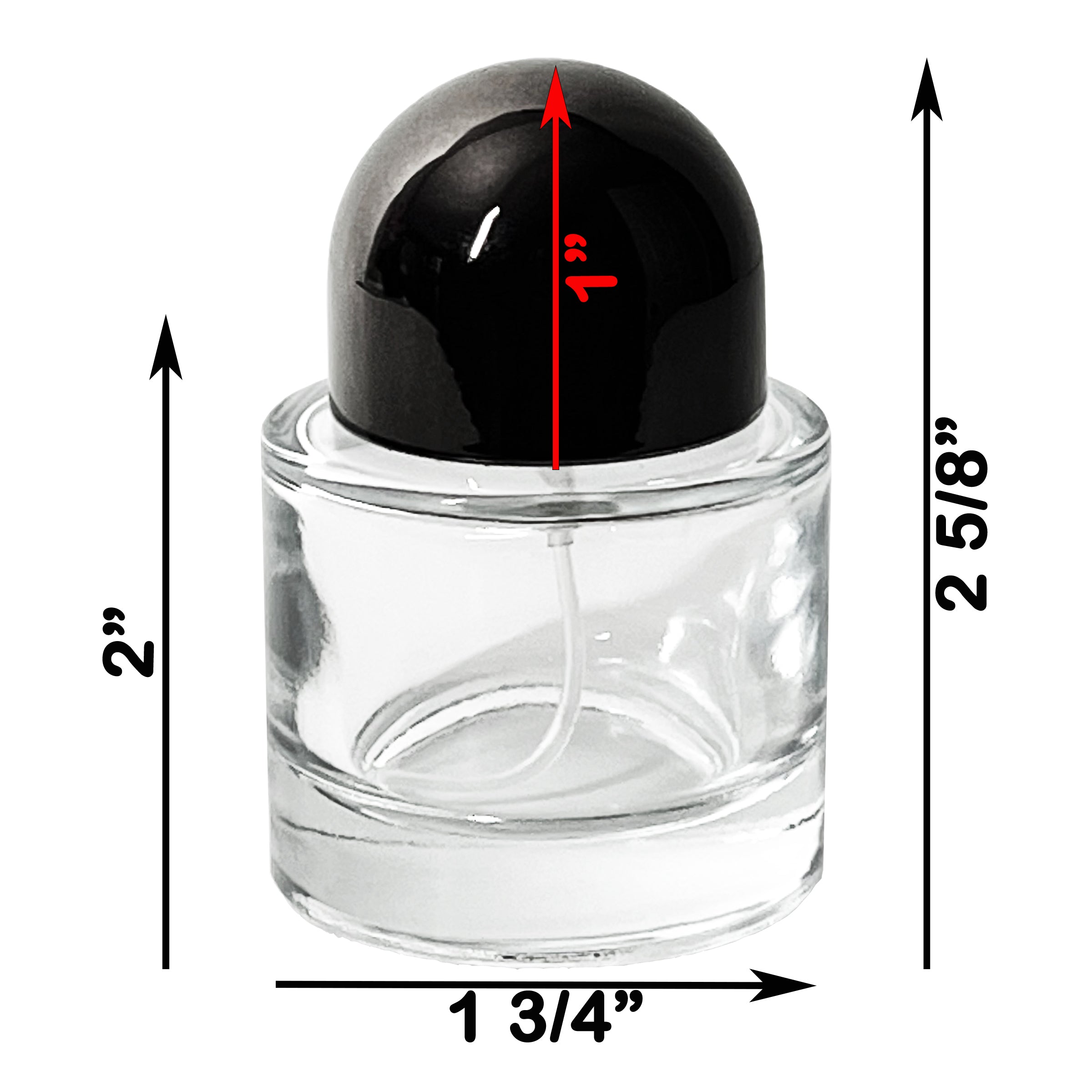 30ml 1oz Round metallic Black Half Cap Thick Glass Spray Bottles