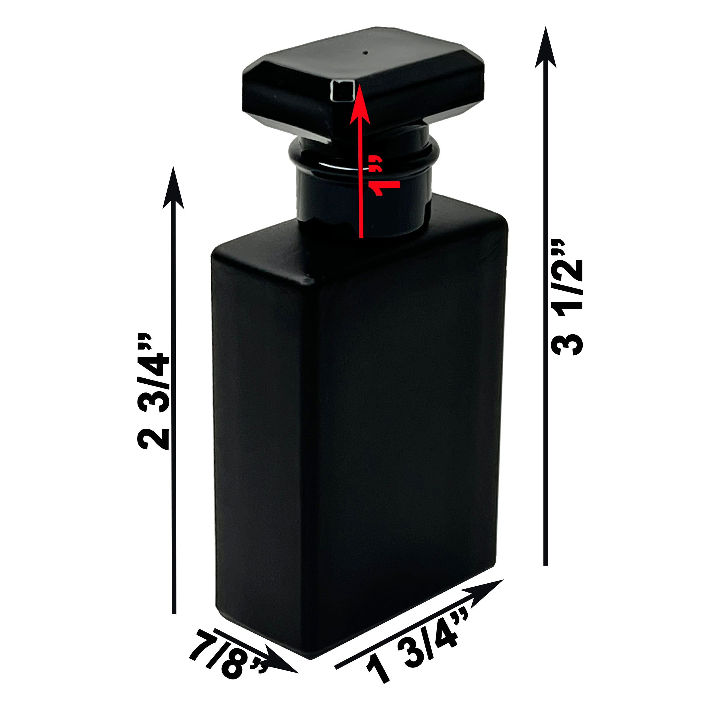 30ml 1oz black glass square empty perfume spray bottles