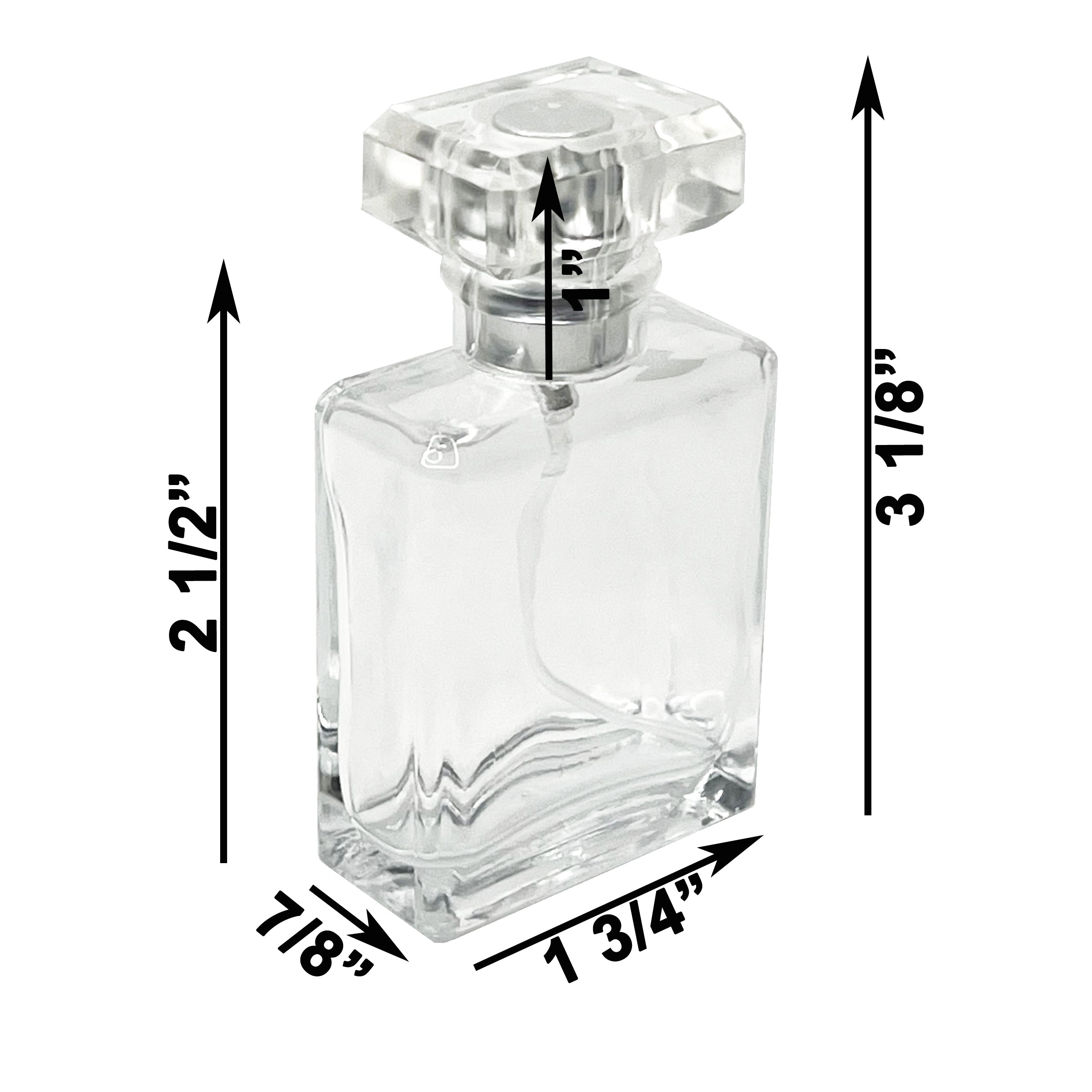 30ml 1oz square clear glass perfume spray bottles T cap
