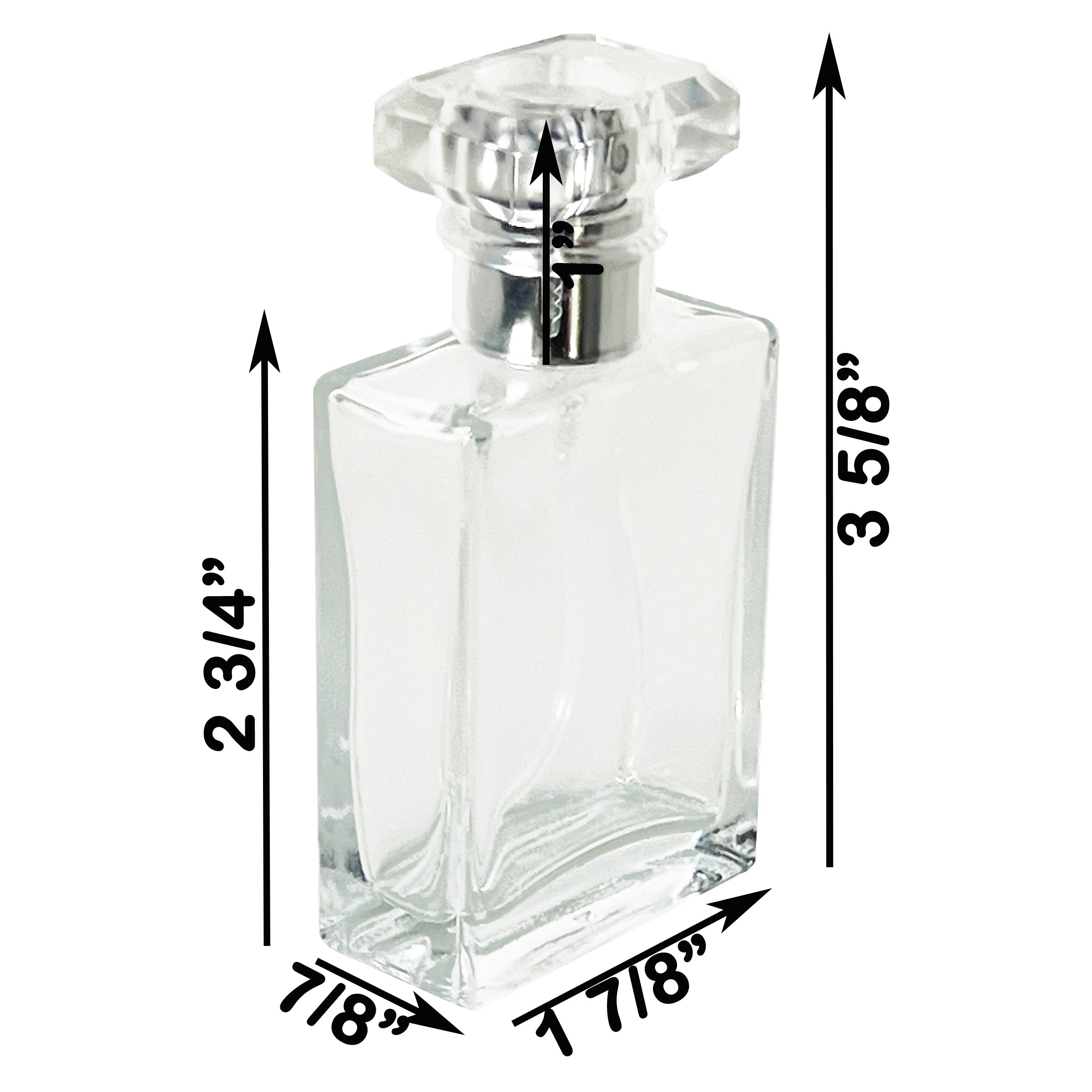 30ml 1oz Perfume Square Glass Spray Bottles Silver Atomizer