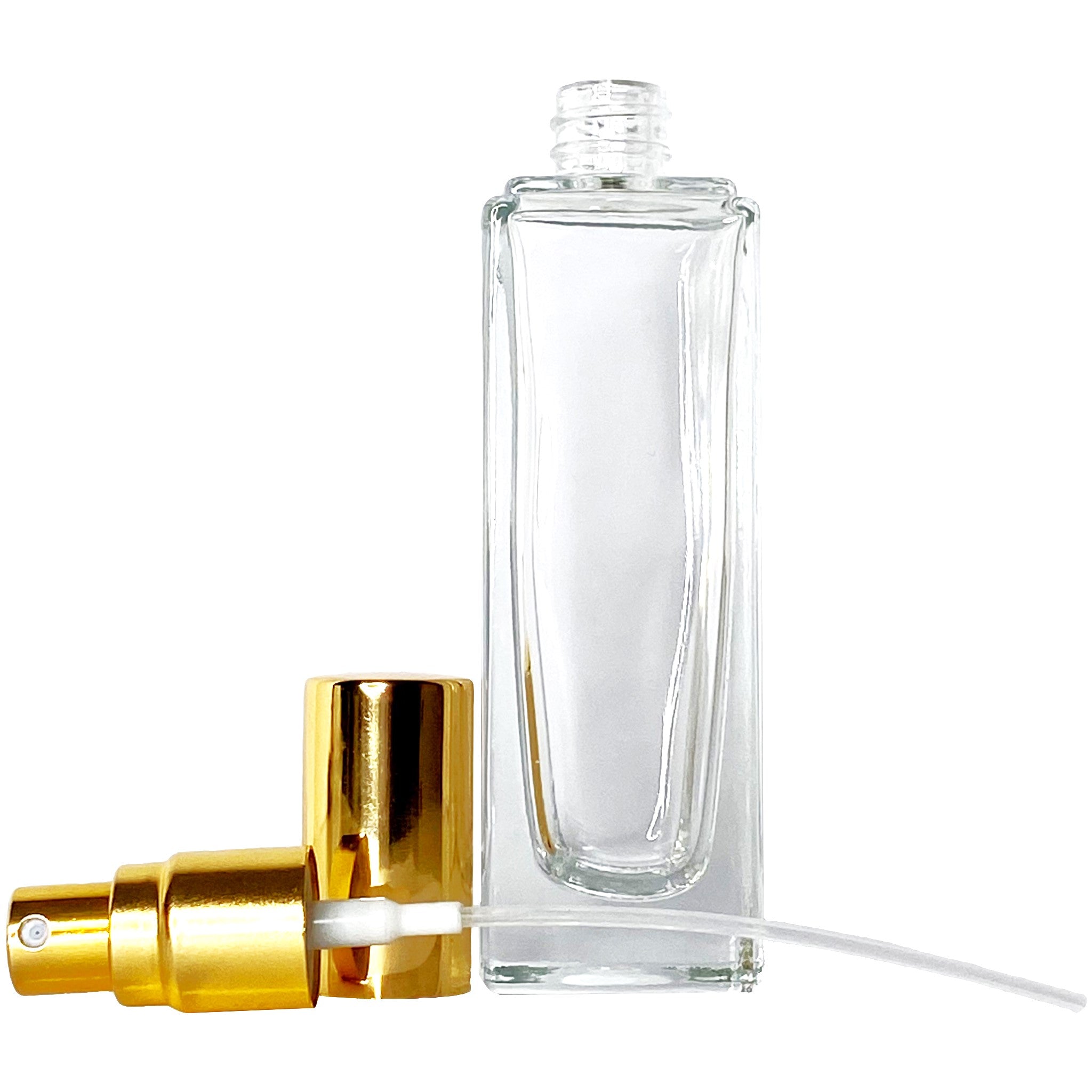 30ml 1oz Perfume Thick Glass Tall Spray Bottles Gold Atomizers