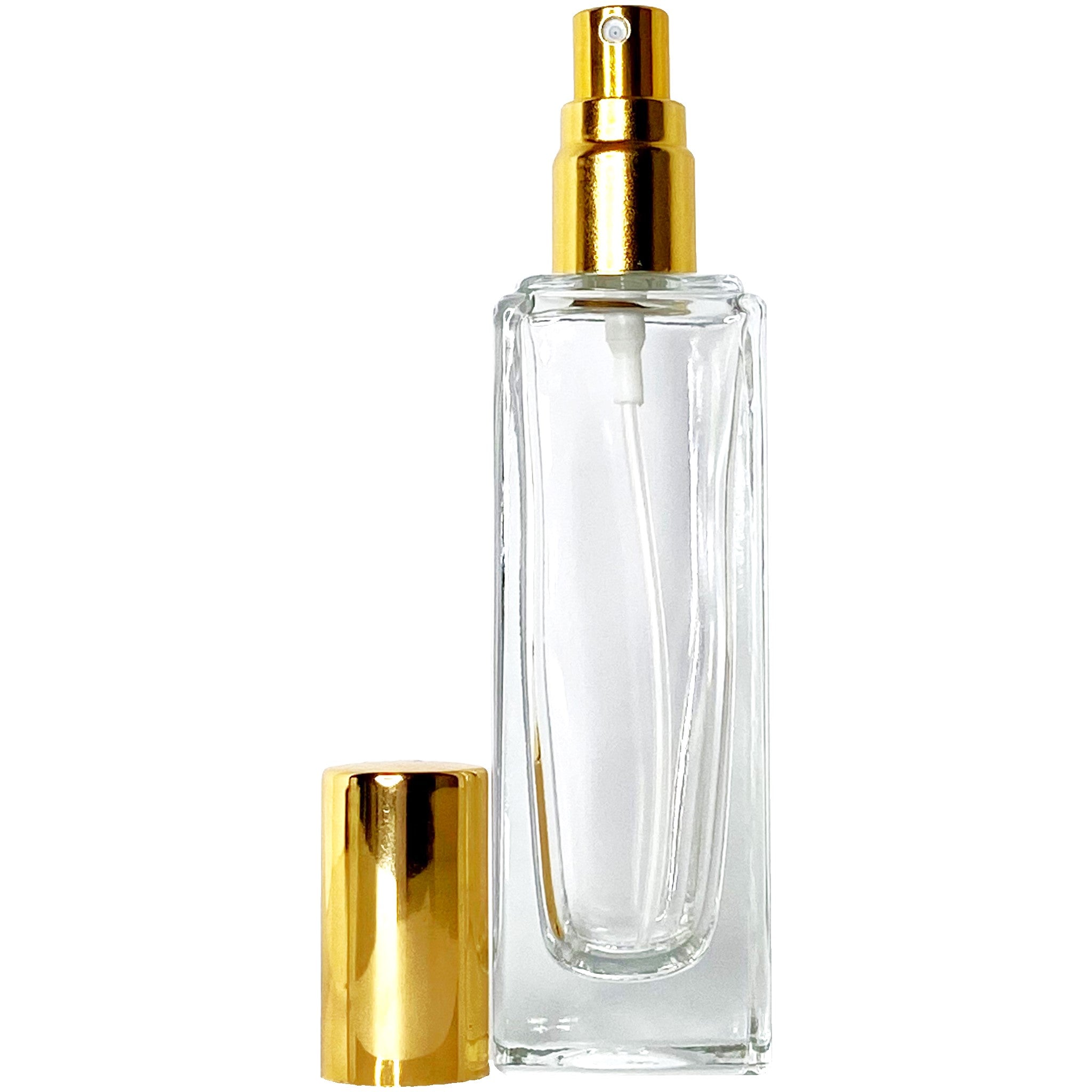 30ml 1oz Perfume Thick Glass Tall Spray Bottles Gold Atomizers