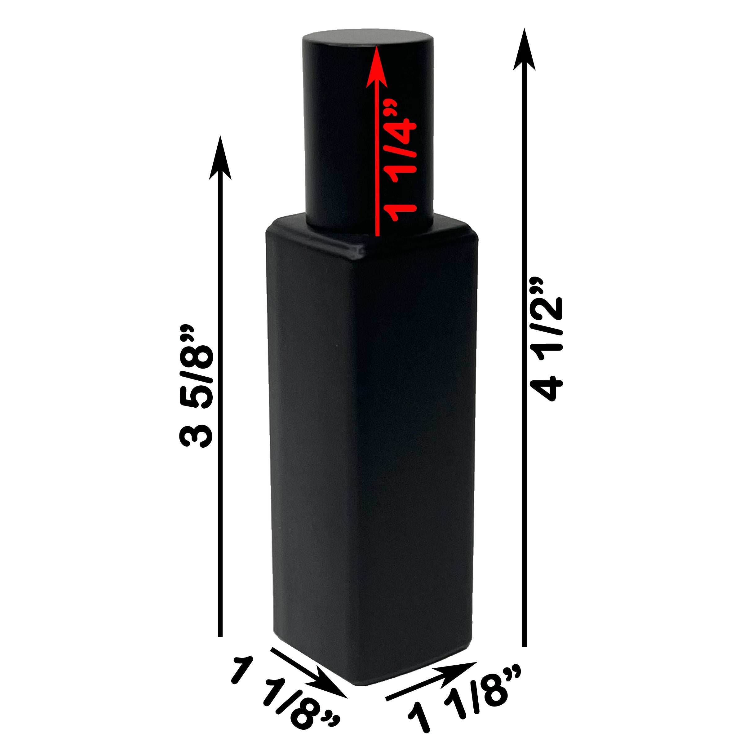 30ml 1oz all black matte thick glass tall square perfume spray bottles