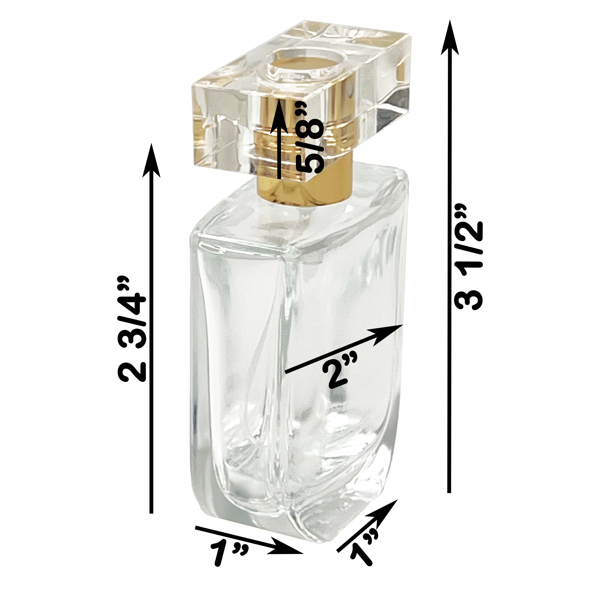 30ml 1oz U shaped clear T lids fancy thick glass spray bottles