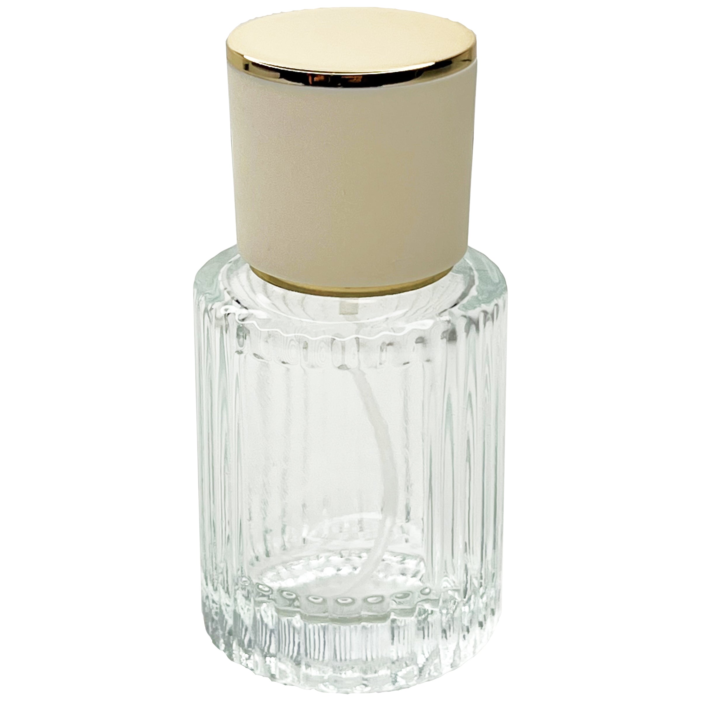 30ml 1oz thick heavy striped cylinder glass bottles gold beige lids