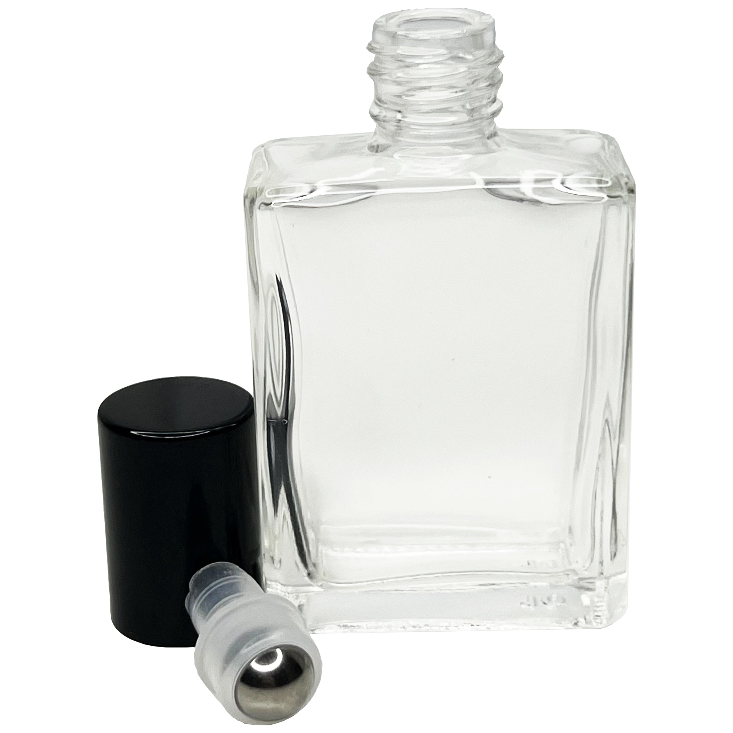 15ml 0.5oz Square Roll on Glass bottle stainless steel roller ball