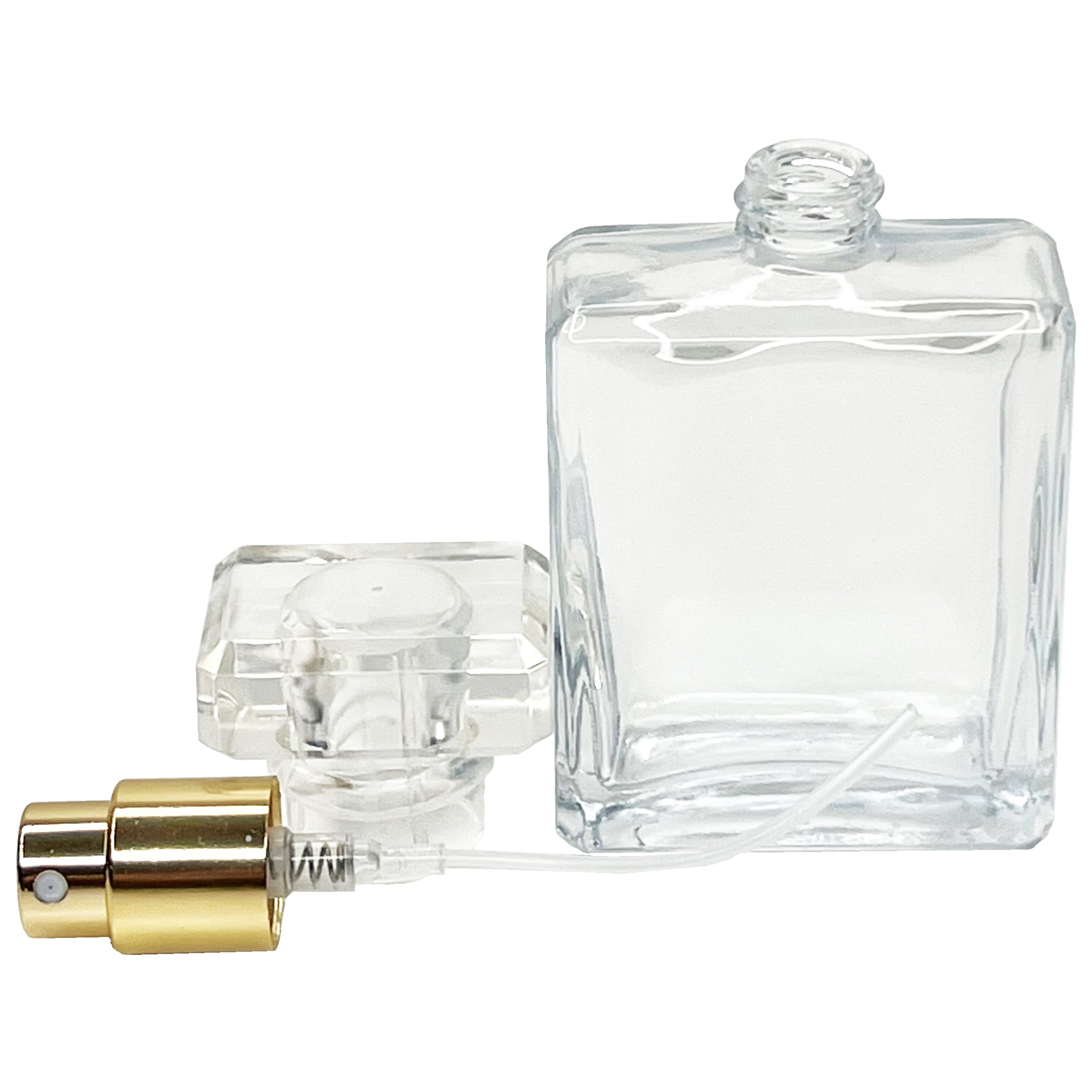 30ml 1oz square clear glass perfume spray bottles T cap