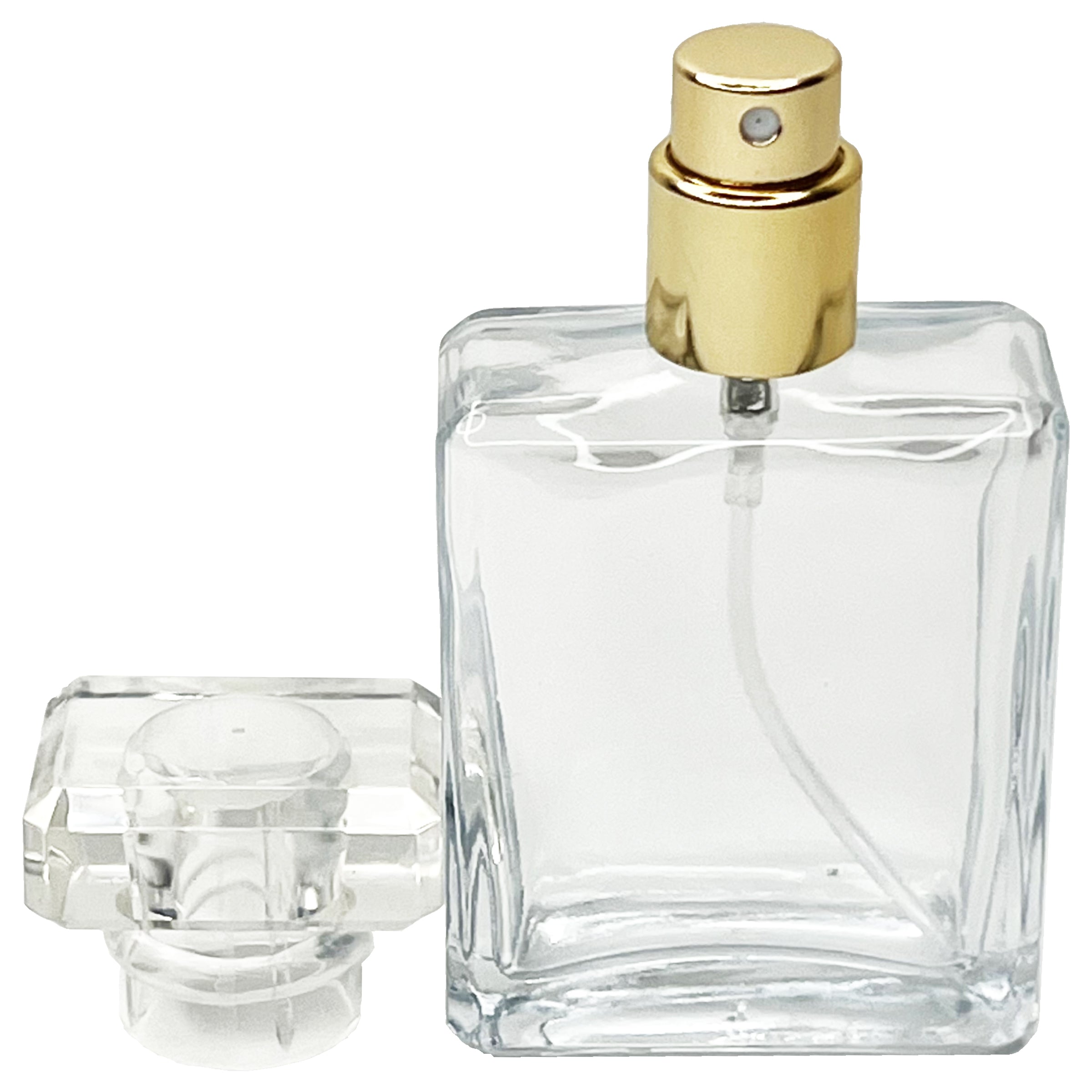 30ml 1oz square clear glass perfume spray bottles T cap