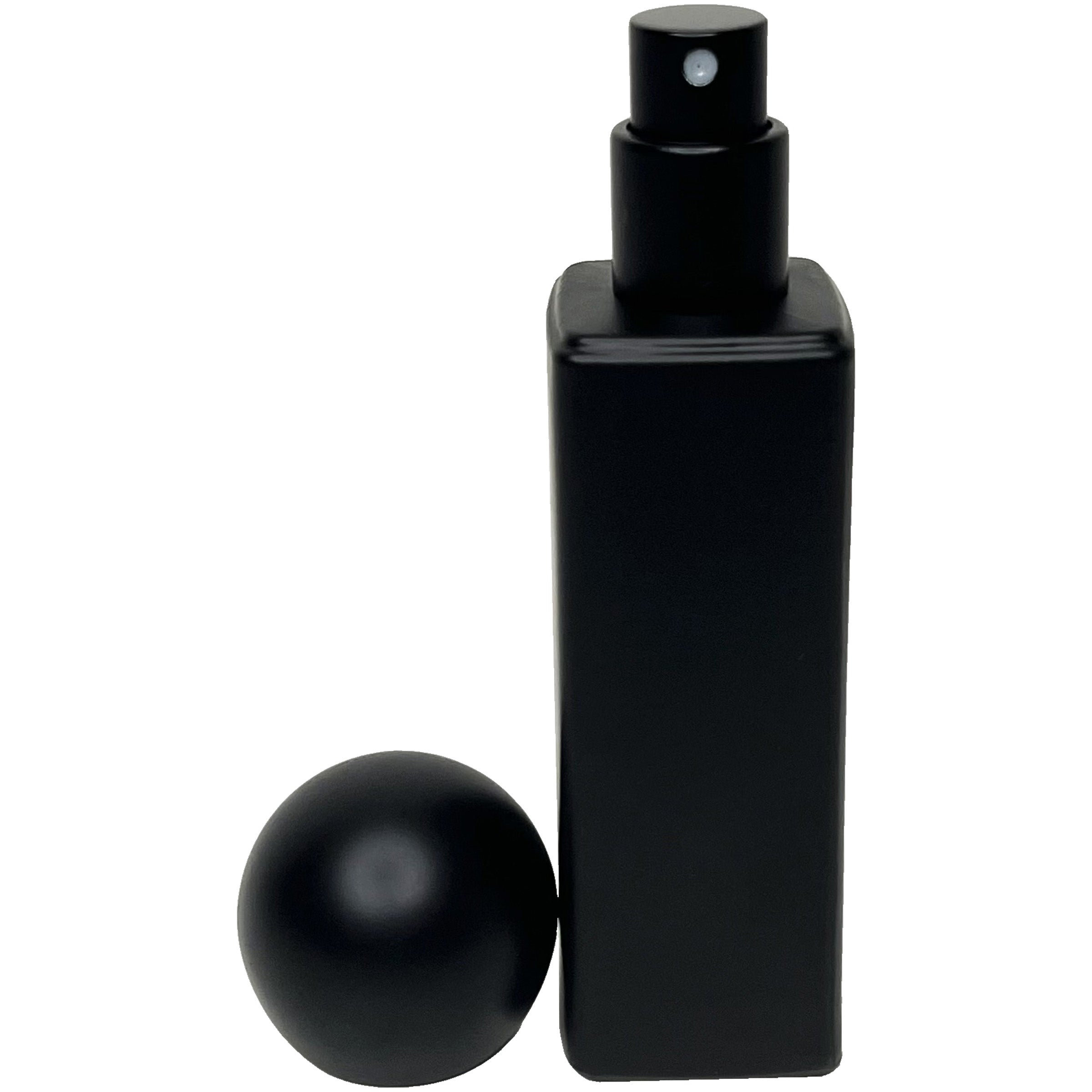 30ml 1oz all black matte thick glass tall square perfume spray bottles