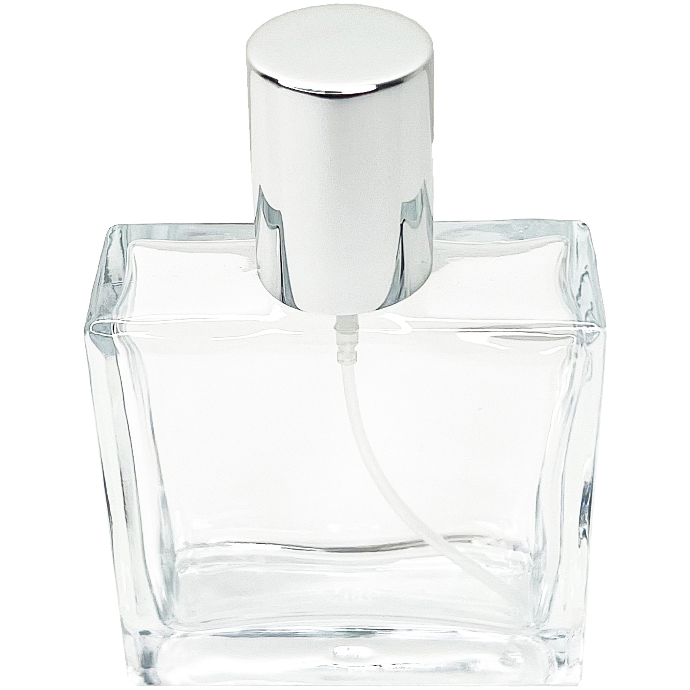 50ml 1.7oz square clear glass perfume spray bottles