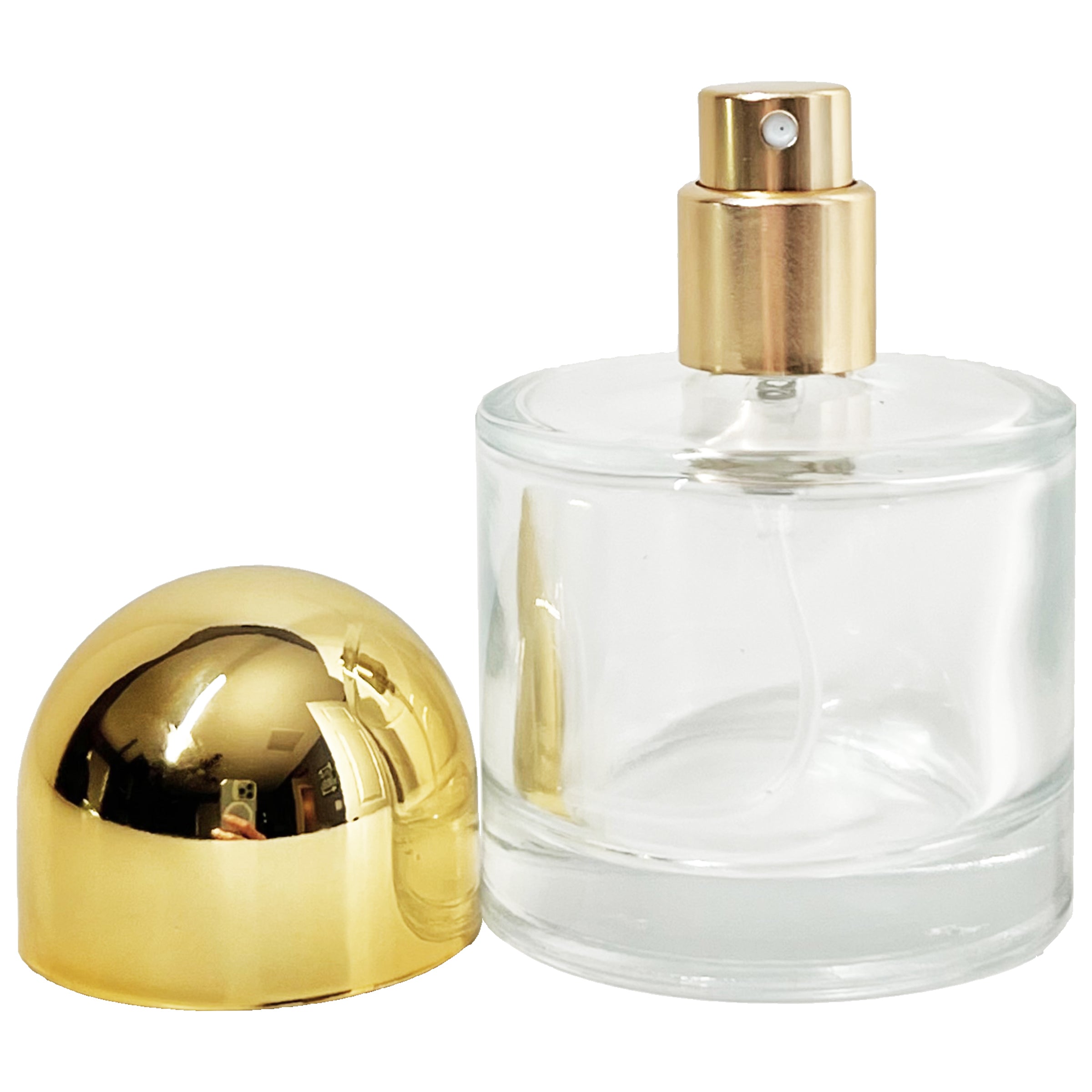 30ml 1oz round 3 colors half cap gold silver black glass spray bottles