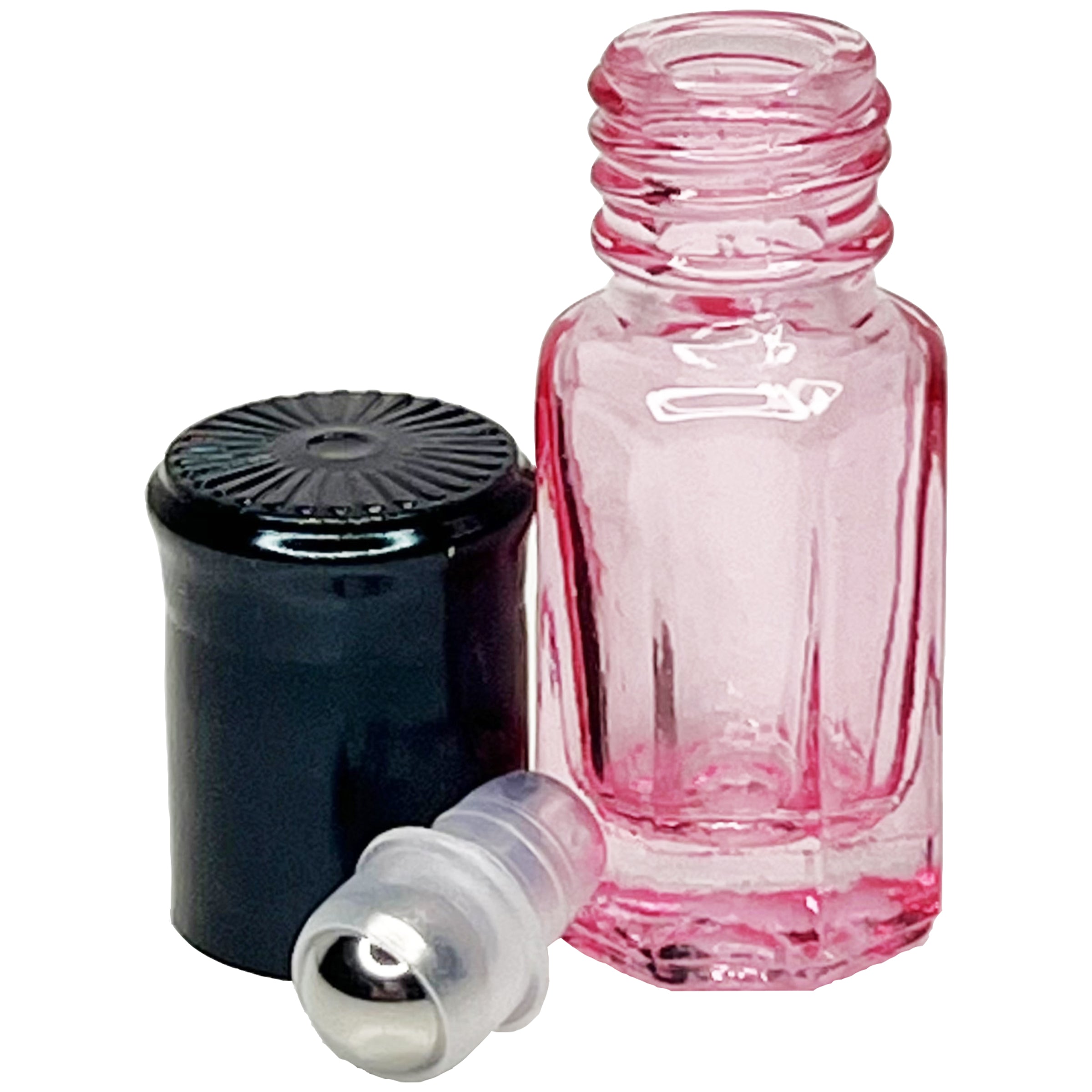 3ml 0.1oz 6 colors glass octagonal steel roller attar bottles box of 12